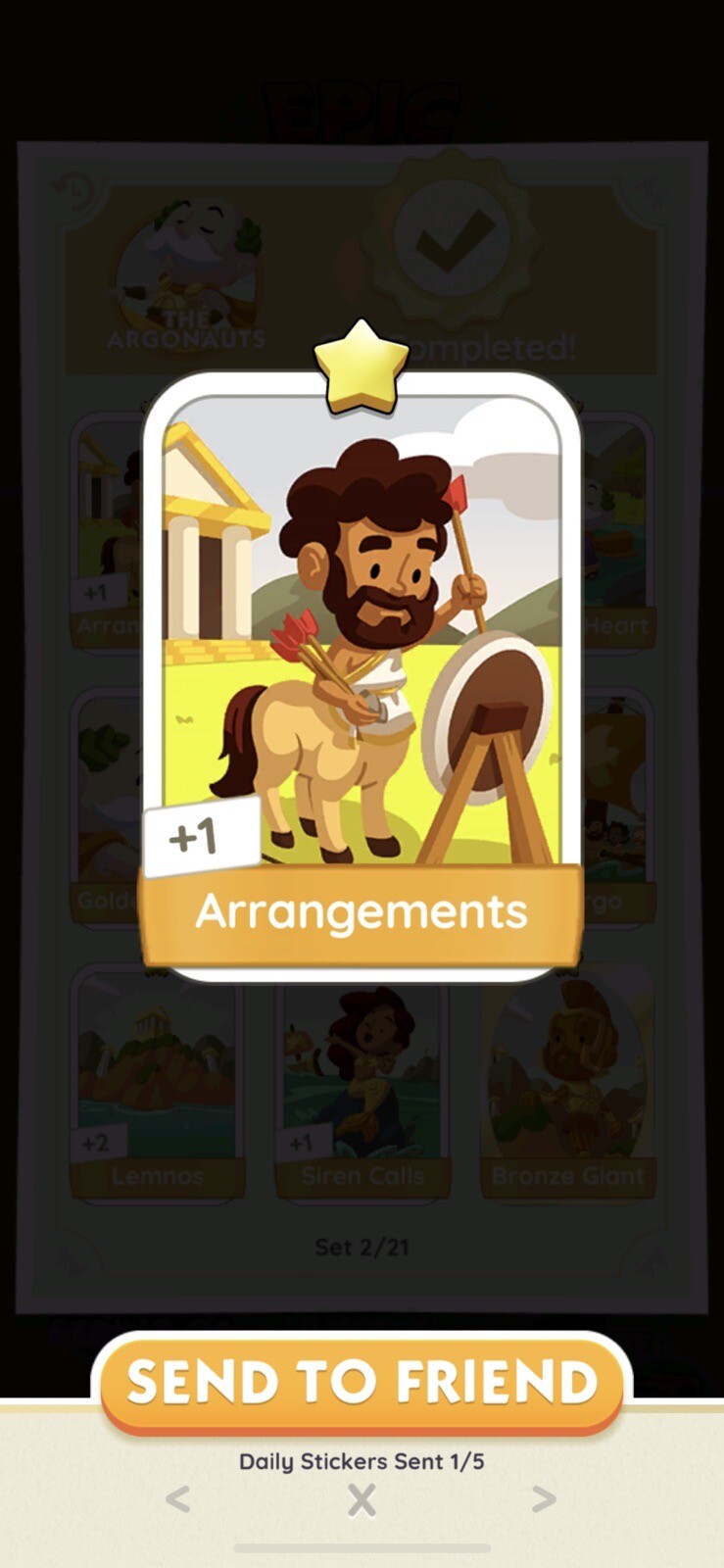 Monopoly GO Sticker - Set 2 - Arrangements 1⭐️ (The Argonauts)