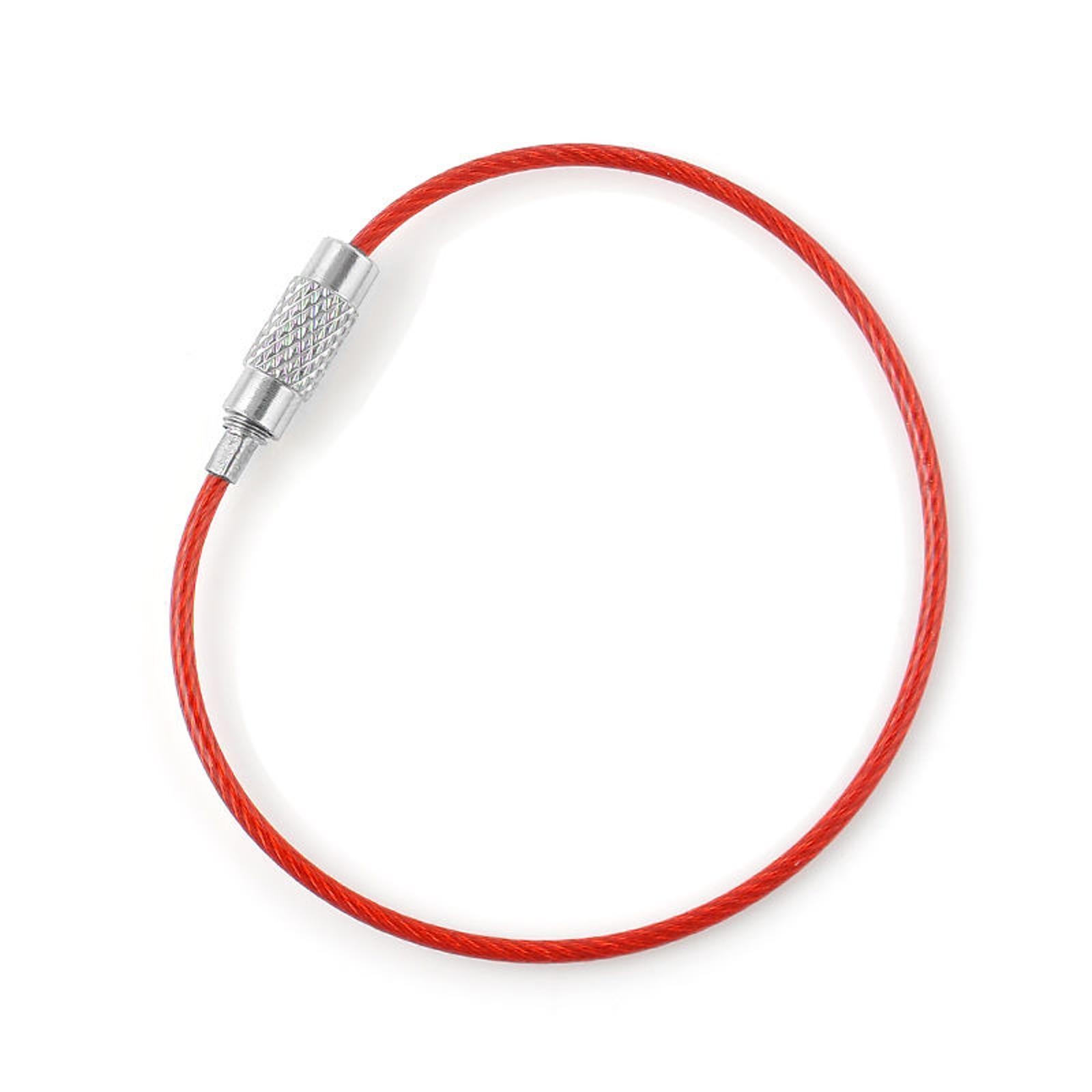 20* 1.5mm Screw Locking Wire Keychain Cable Rope Key Holder Keyring Chain Ring D