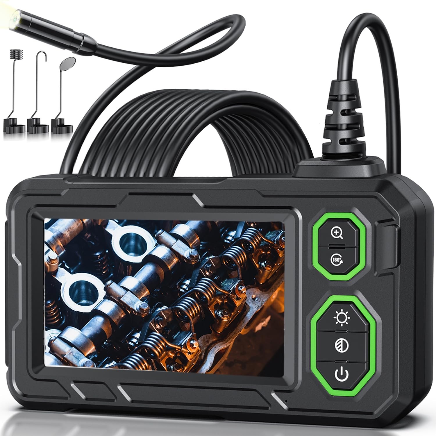 Endoscope Camera with Light, 4.3" Inspection Camera, 1920P HD Large, Green