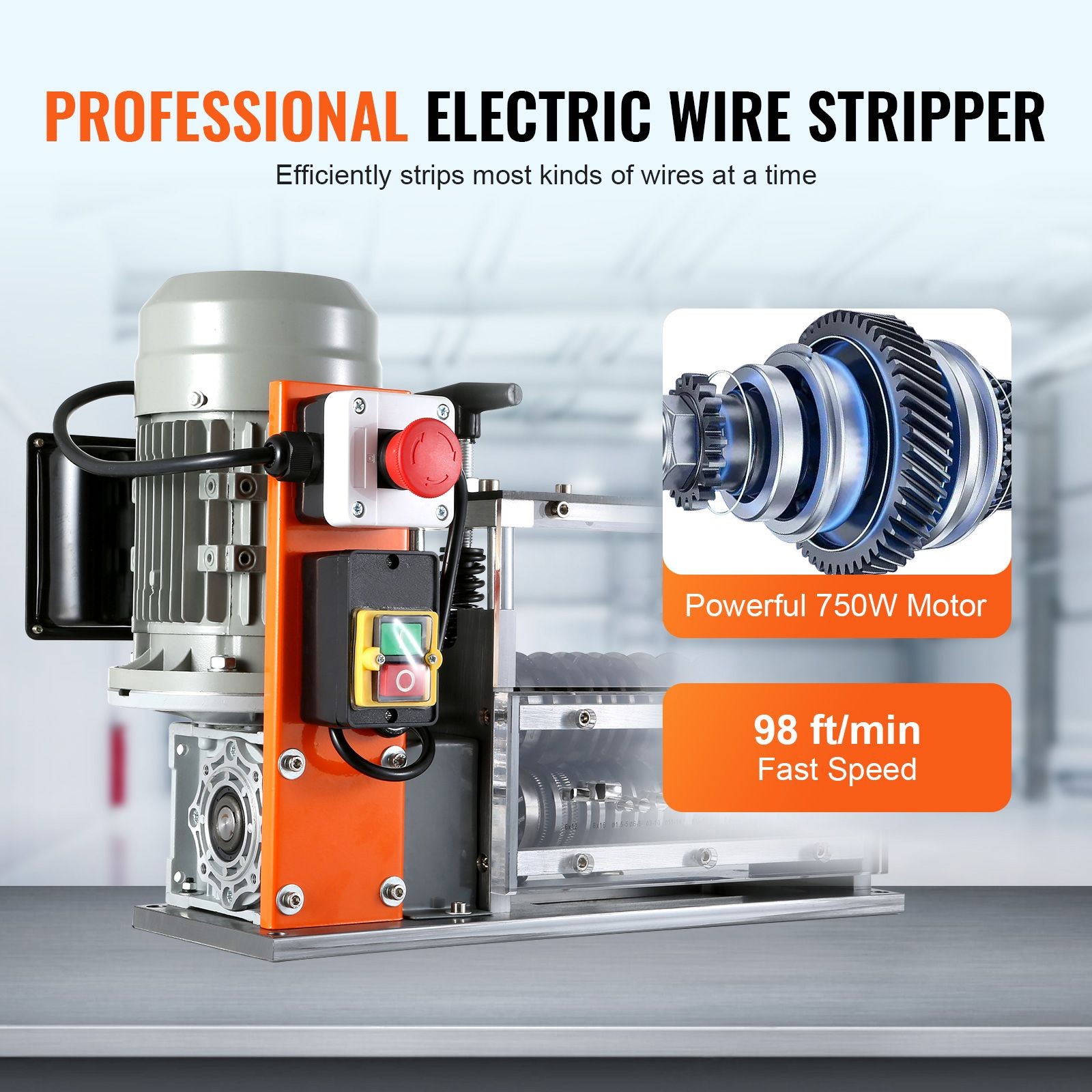 750W Automatic Wire Stripper 0.06-1.57in 10 Channels Visible Depth