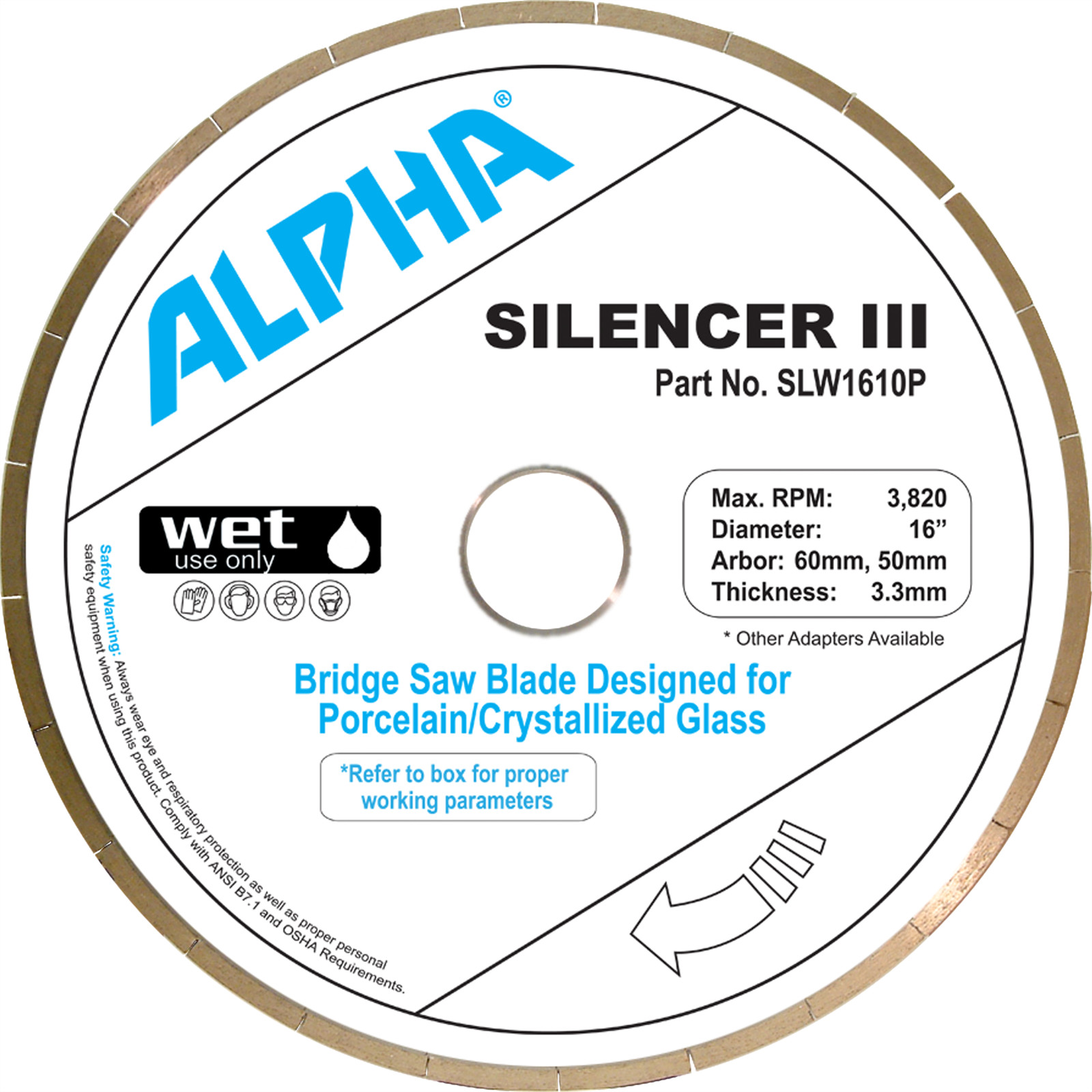 Alpha Professional Tools Silencer III 16"- For Porcelain- SLW1610P