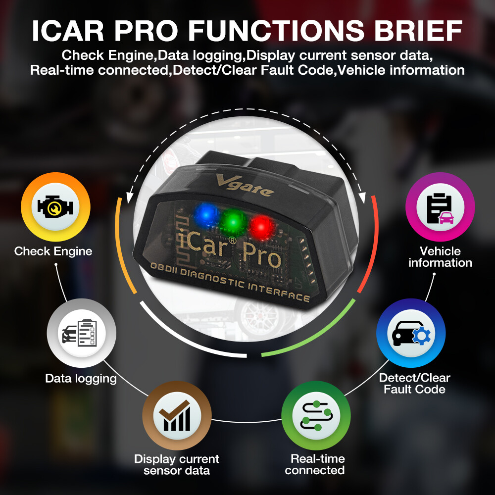 Vgate iCar Pro Bluetooth /WIFI Adapter OBD2 Diagnostic Scanner Tool Code Reader
