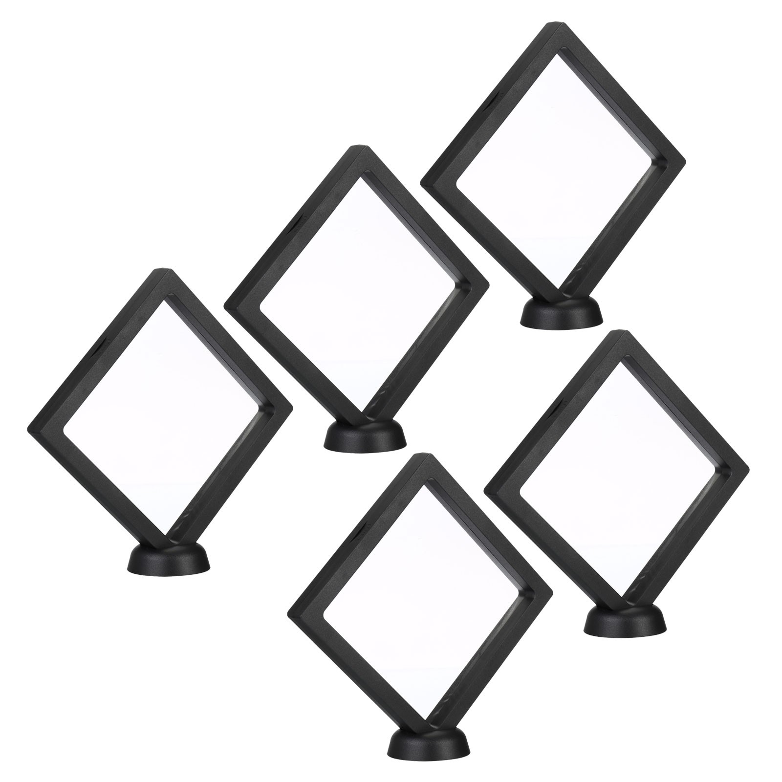 5Pcs 3D Floating Display Case, Coin Display Holder Case(Black, 5.5x5.5″)