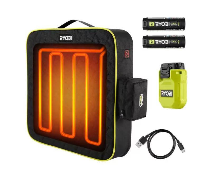 USB Lithium Cordless Heated Cushion Kit with (2) 2.0 Ah Batteries and Charging