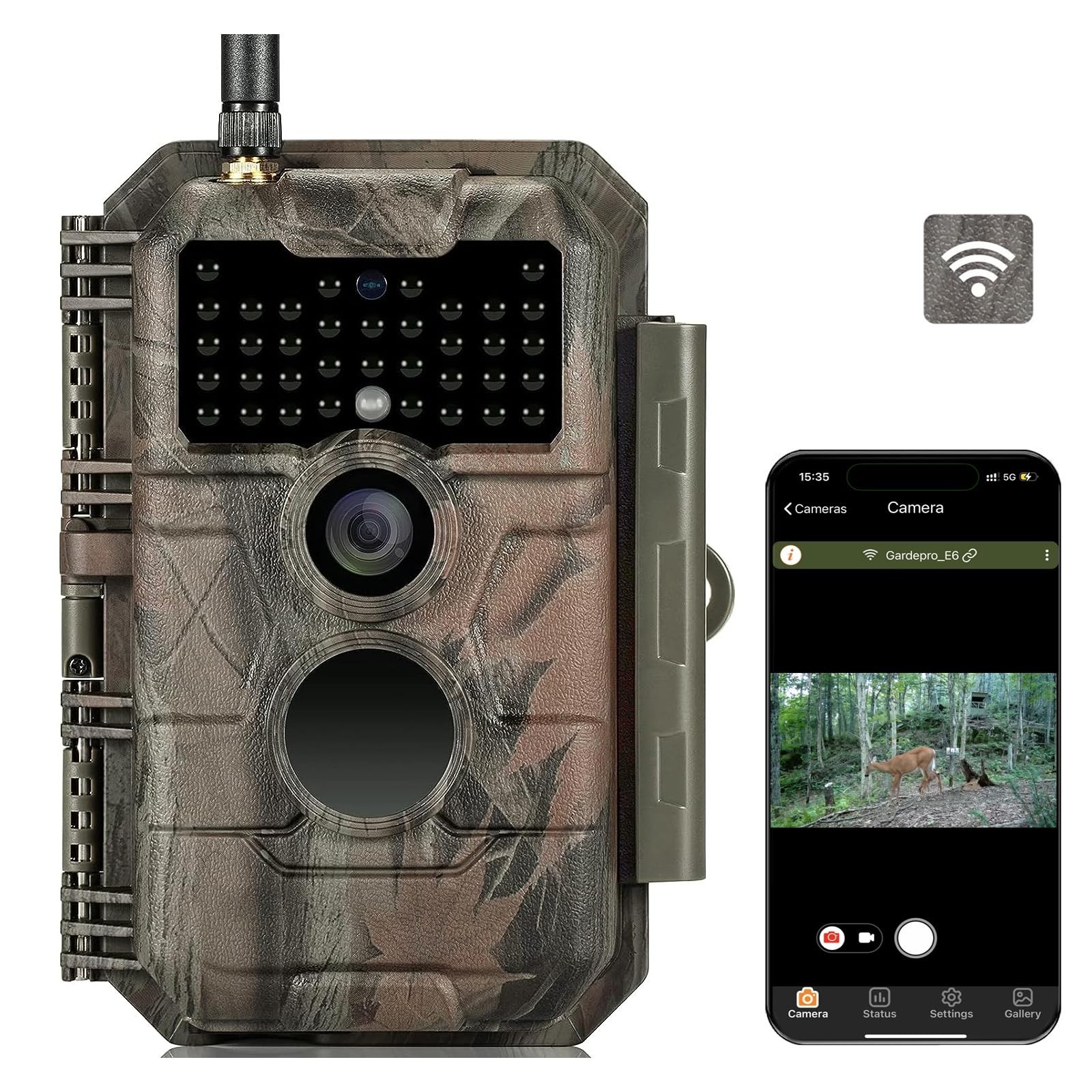 GardePro E6 Trail Camera WiFi 48MP 1296P Game Camera with No Glow Night Visio...