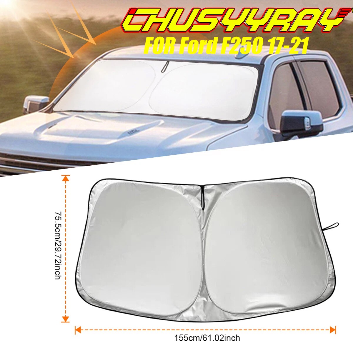 61.02 x29.72inch Windshield Sun Shade Heat Block Shield  For Ford F250 2017-2021