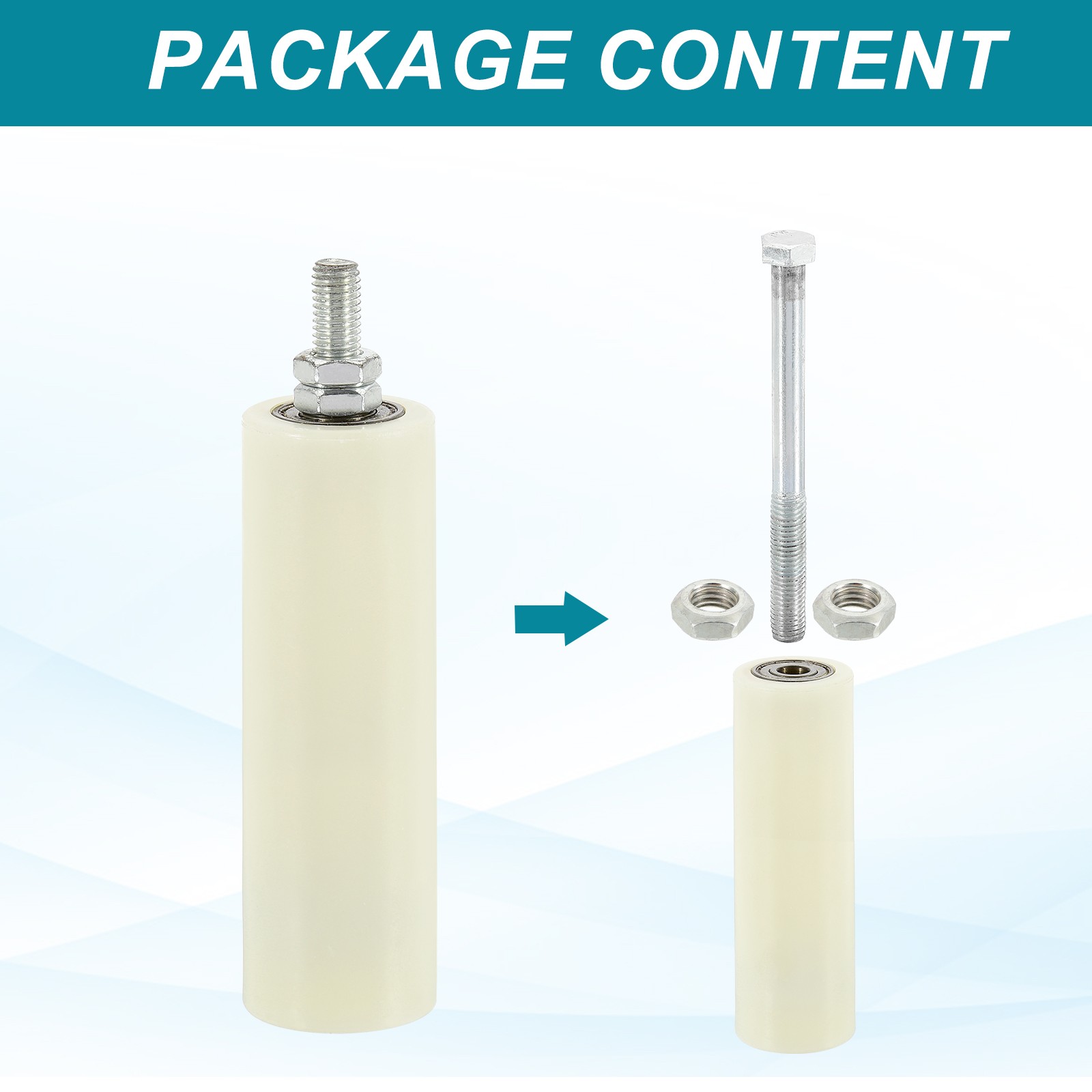 1Set Slide Gate Guide Roller 5.9" Adjustable Nylon Rollers, White