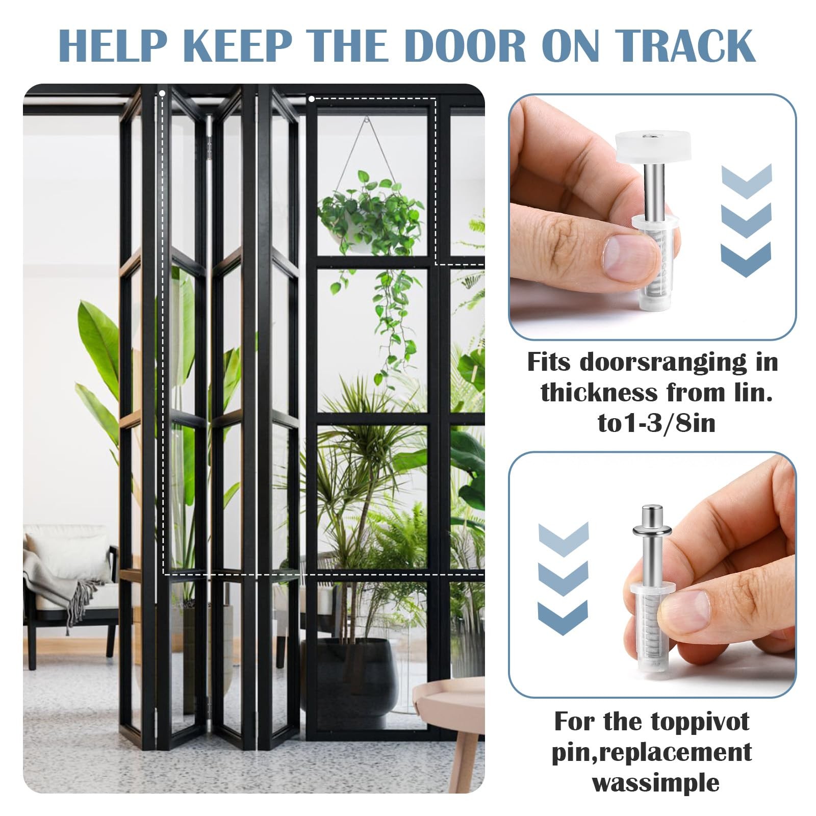 4 Pcs Spring Loaded Bi-Fold Door Hardware Kit - Top Roller Guide Wheel Silver