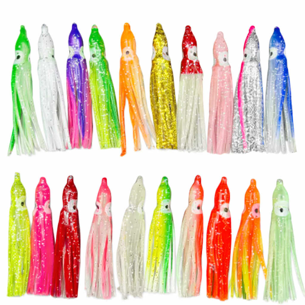 Hoochie Squid Skirts – Luminous Soft Lures NeonGlow Kokanee Salmon Trolling 20pk