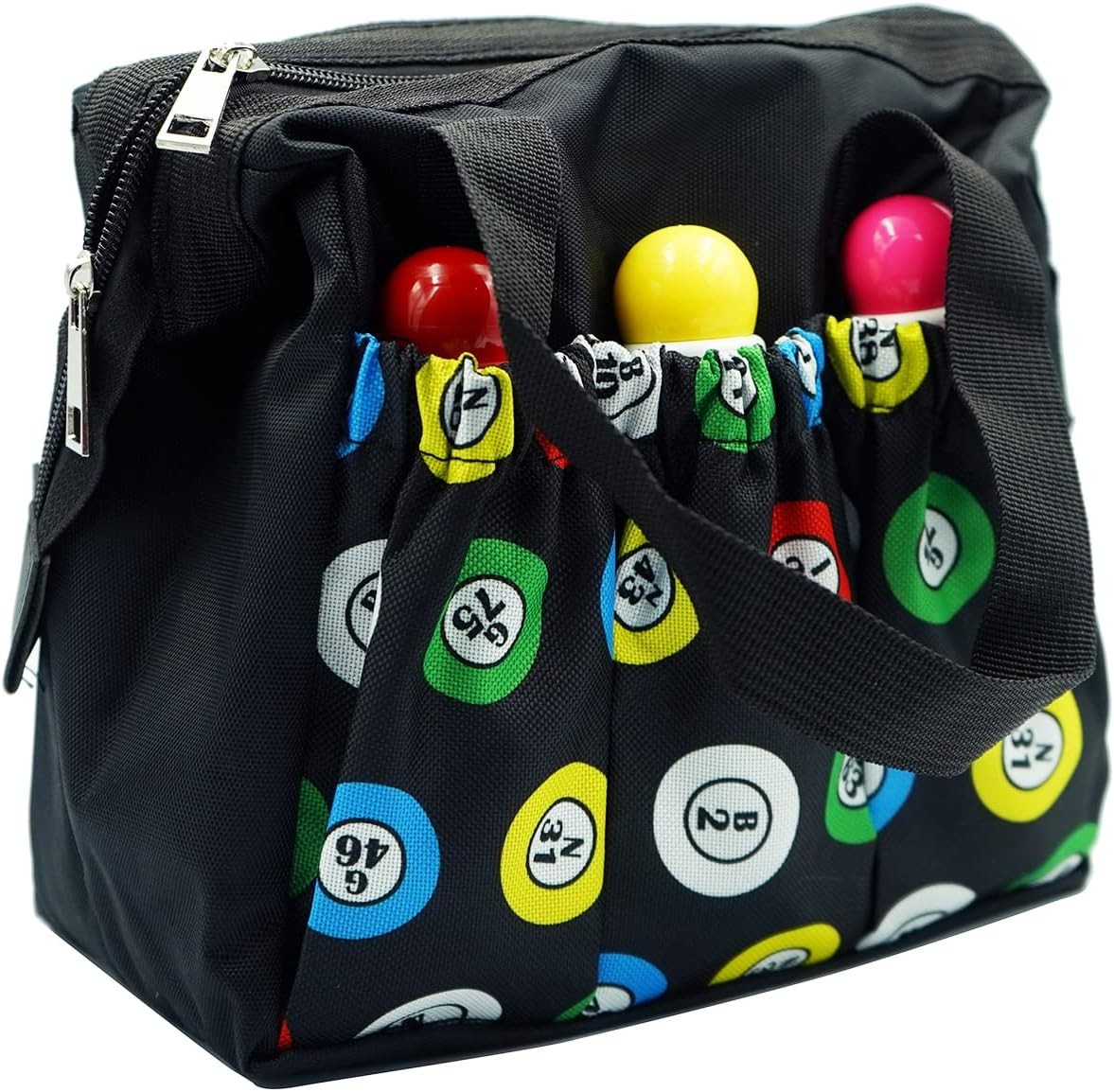 Yuanhe Bingo Dauber Bags with 6 Pockets Black Tote Bag