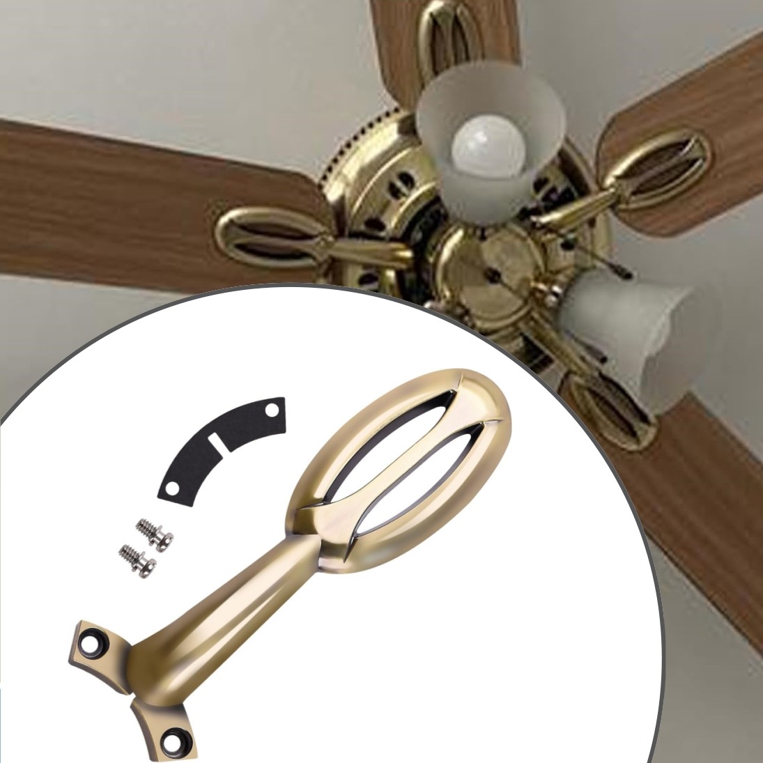 Ceiling Fan Arm Bracket For Hampton Bay Glendale II 52" AG542PR-FB,1Pc (Brass)