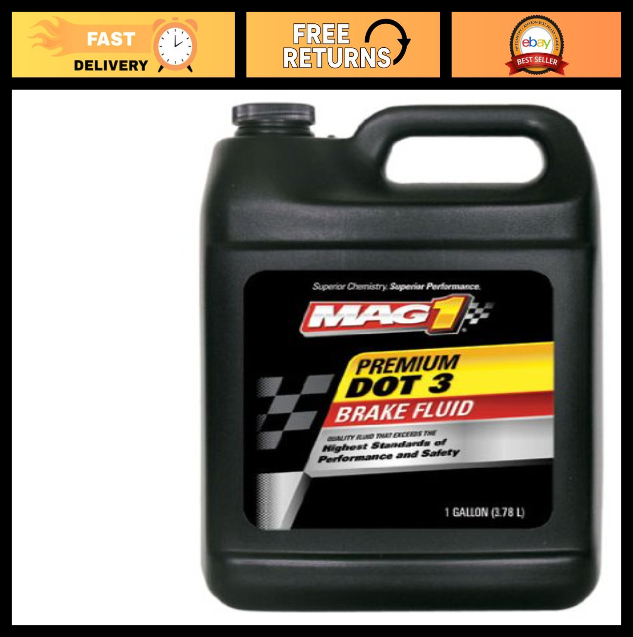 High-Performance DOT3 Brake Fluid - 1 Gallon, Superior Safety & Reliability