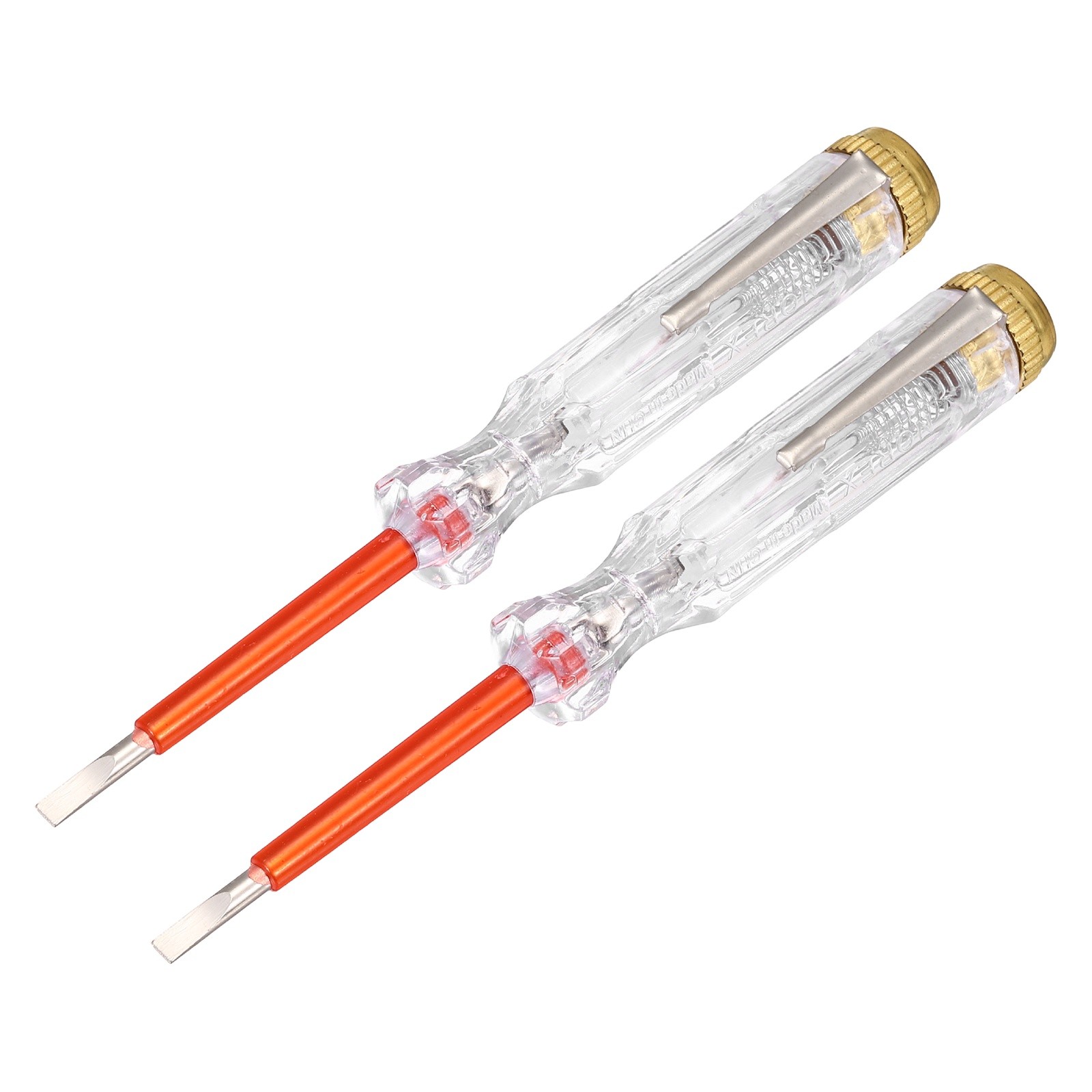 2Pcs Voltage Tester Pen 3.4mm AC 100-500V for Industrial, Clear Gold