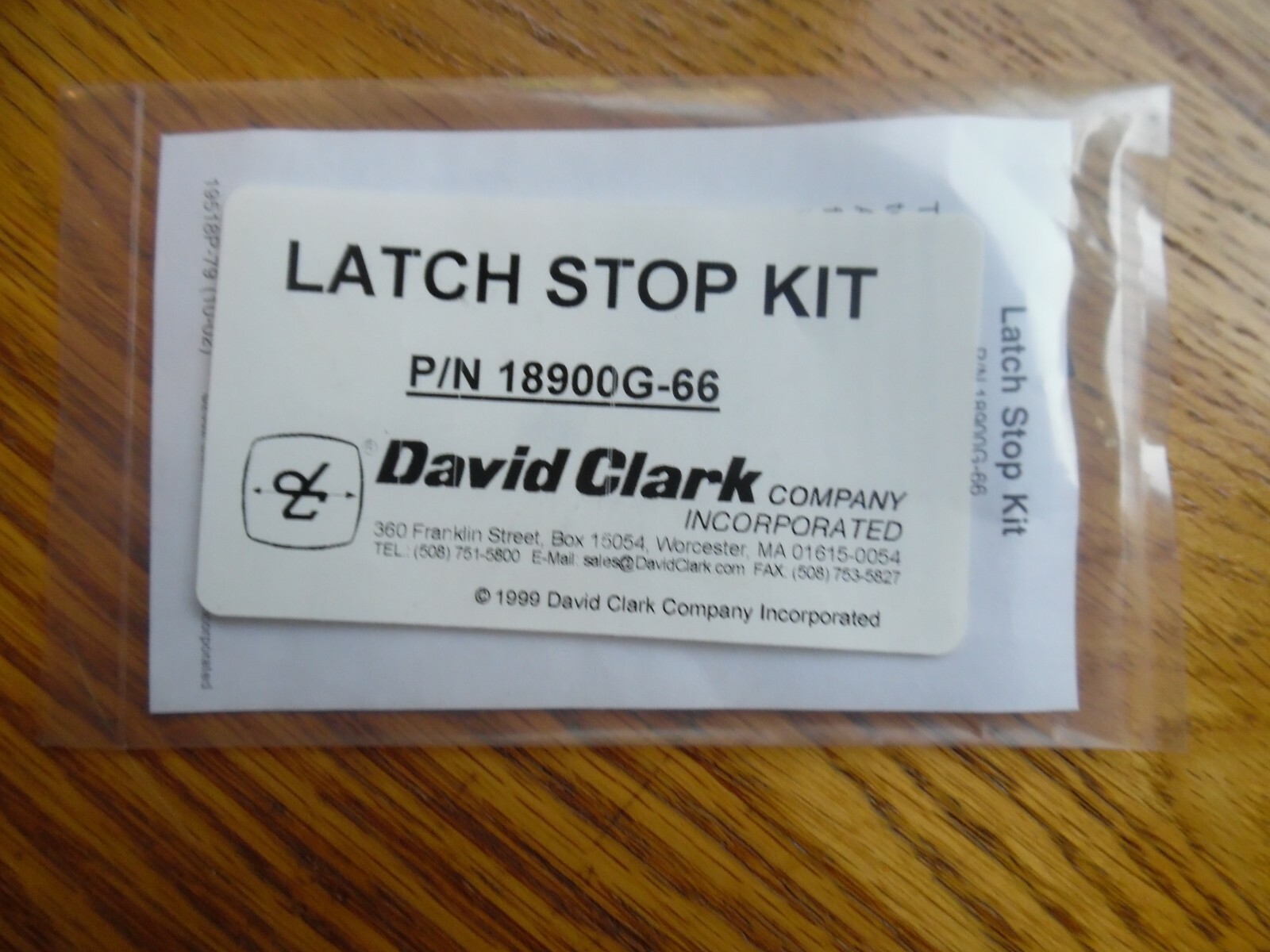 David Clark Headphone Parts Latch Stop Kit P/N 18900G-66