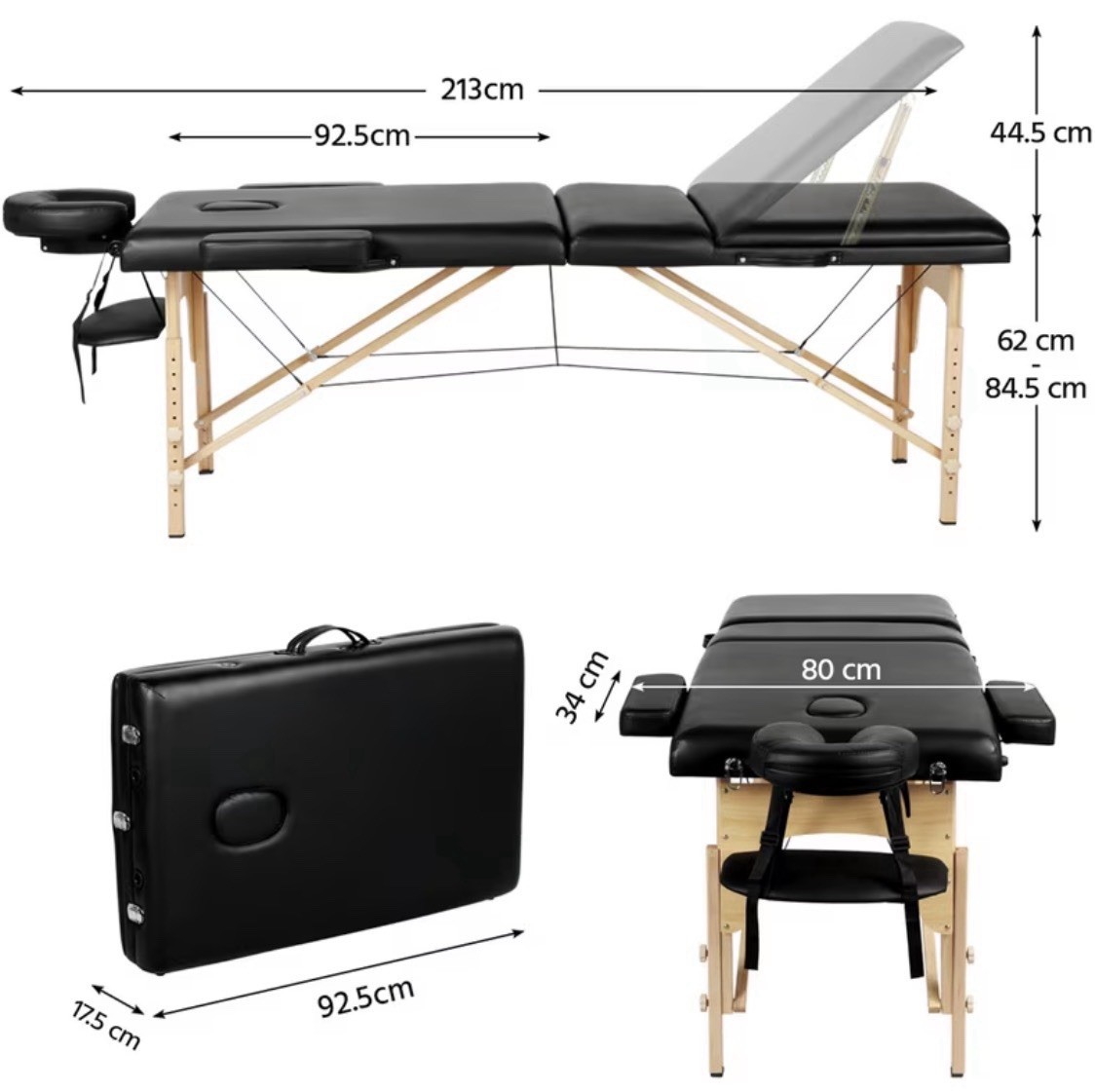 ADJUSTABLE FOLDING MASSAGE BED PORTABLE MASSAGE BED