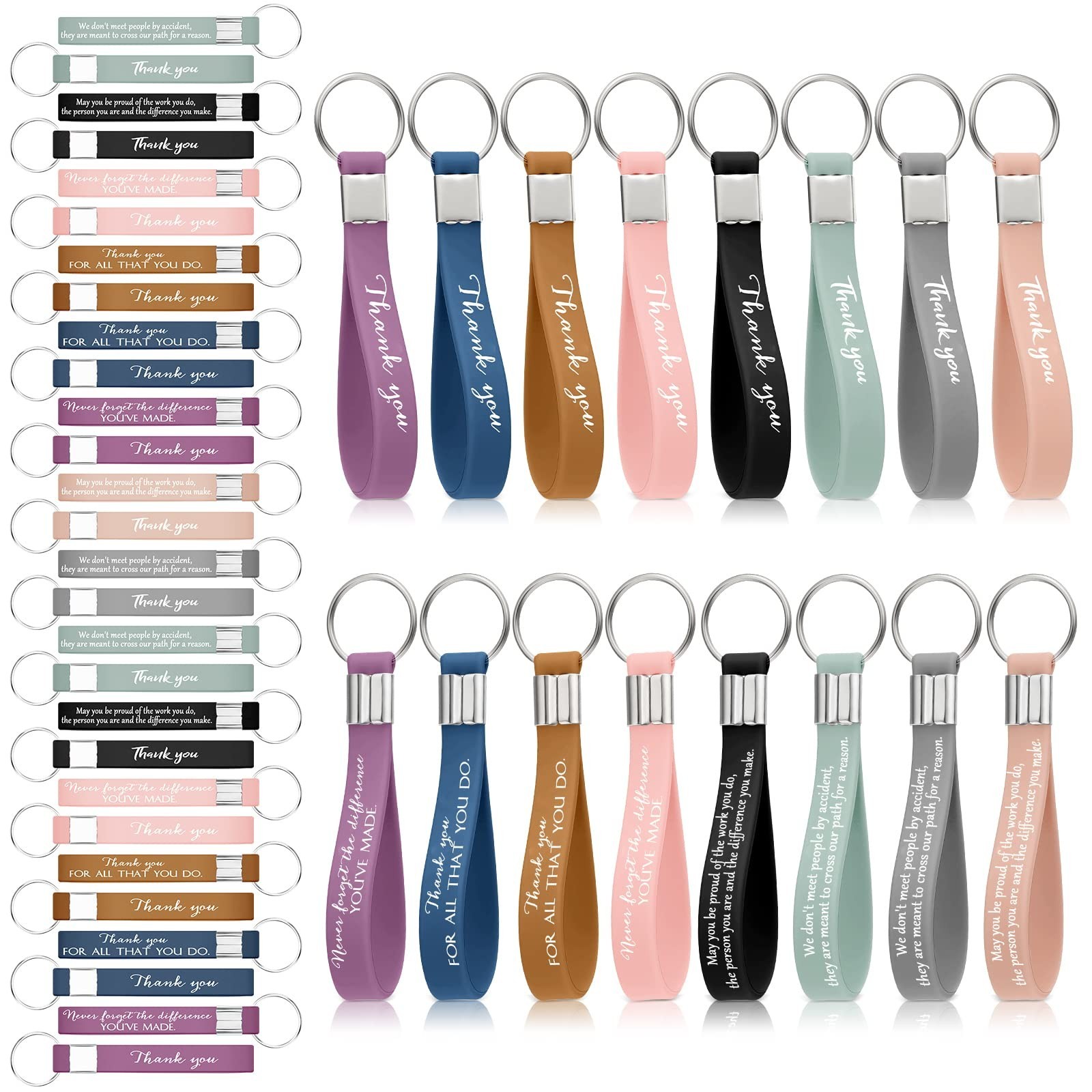 Hoteam 80 Pieces Thank You Gifts Bulk Inspirational Keychains Silicone Motiva...