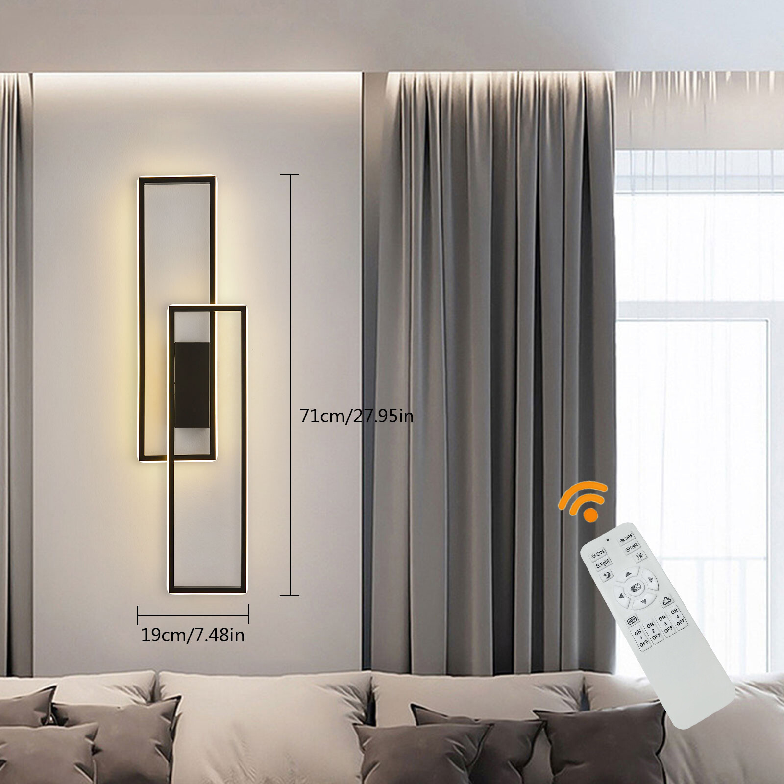 Modern Acrylic LED Wall Light Metal Wall Sconce Lighting Fixture+Remote Control