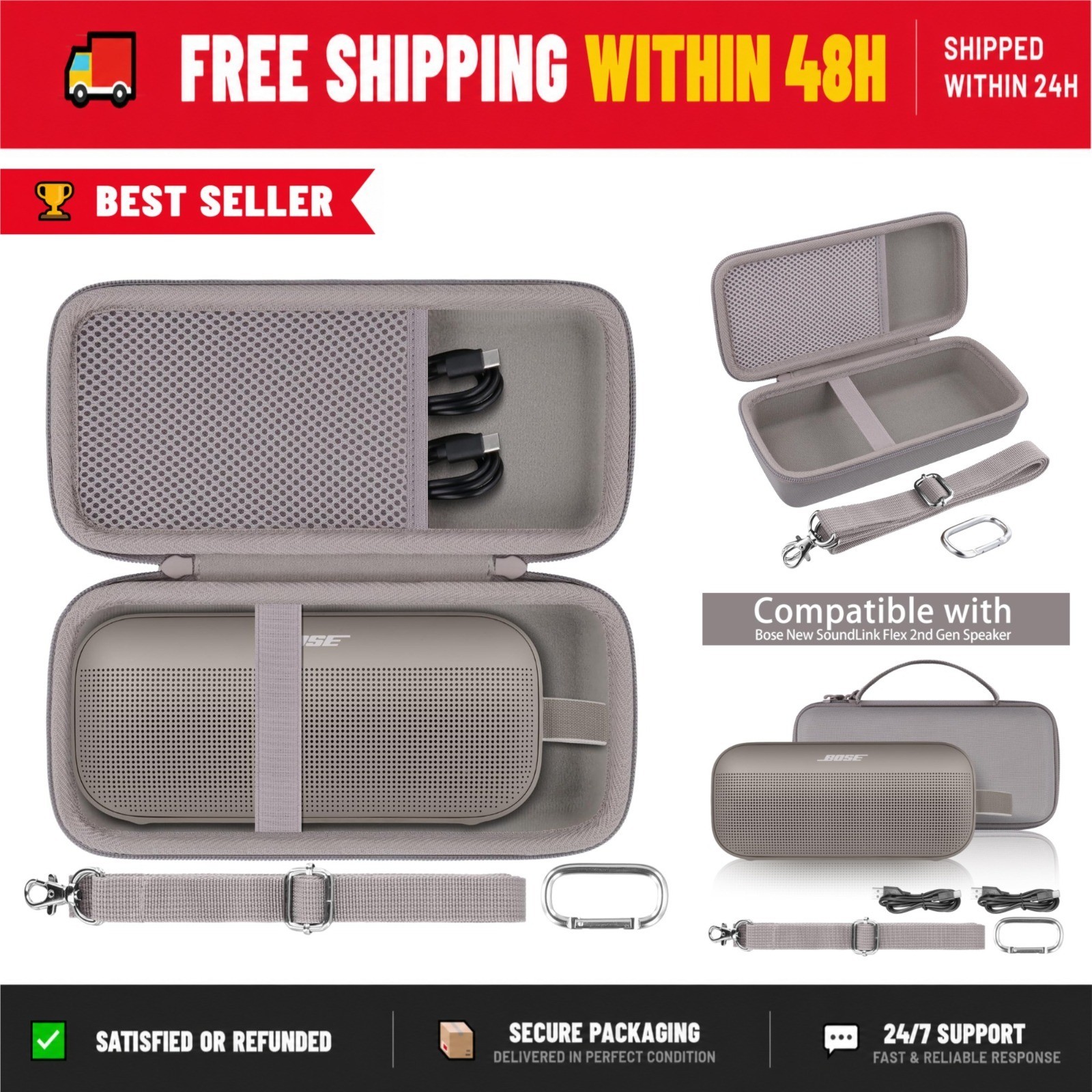 Hard Travel Case for Bose SoundLink Flex 1/2 Speaker - Sandstone