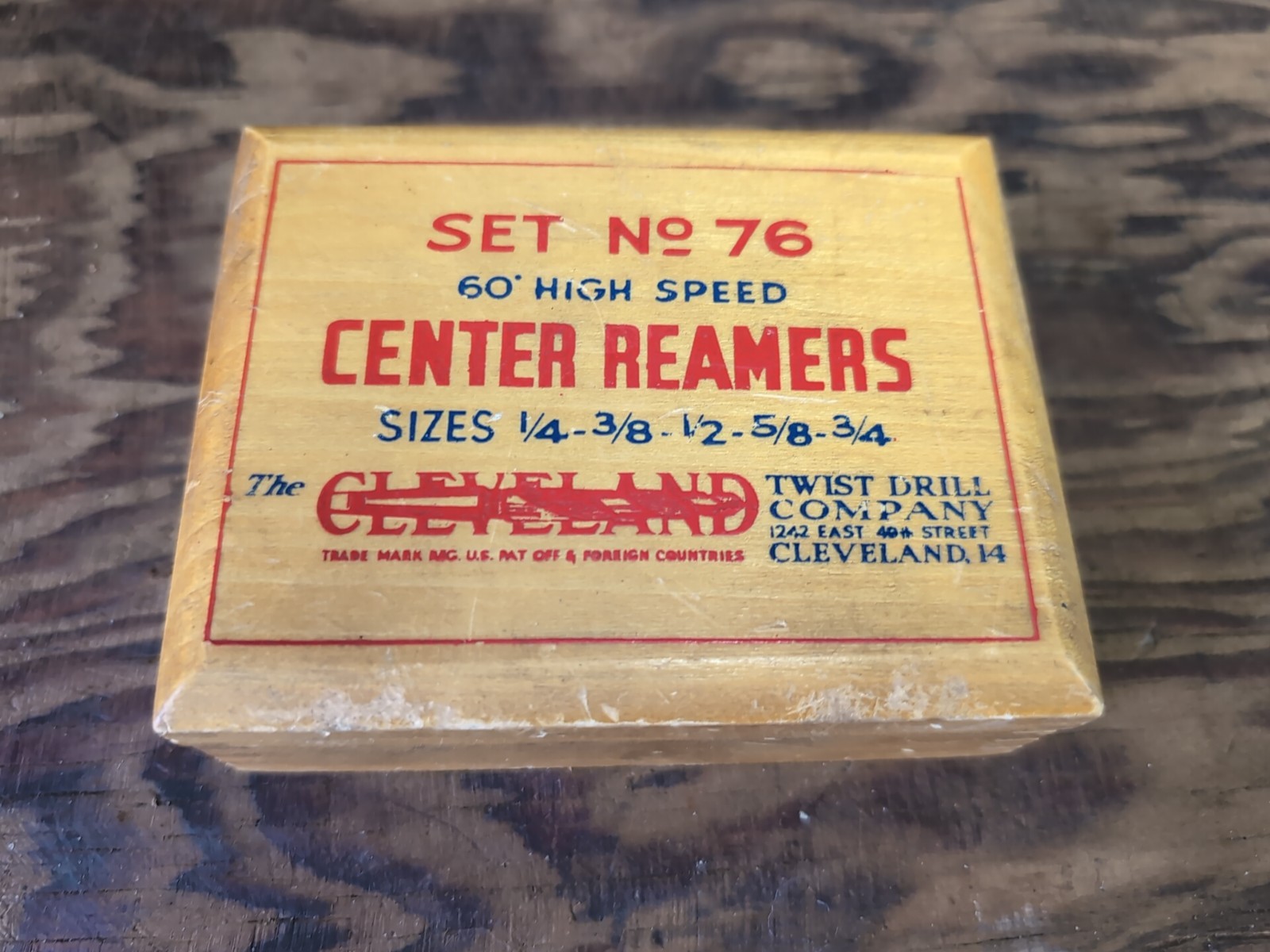 Vintage Cleaveland Twist No 76 High speed Center Reamers In Wooden Box 60 Degree