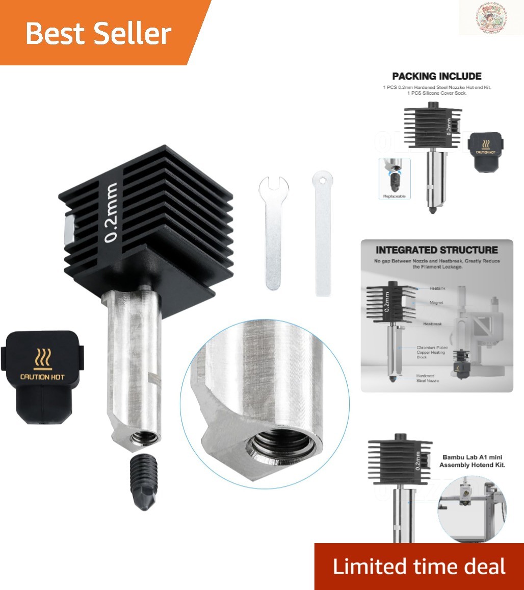 Speed Hot End A1 Mini Kit - 0.2mm Nozzle with Chrome Brass for Superior Printing