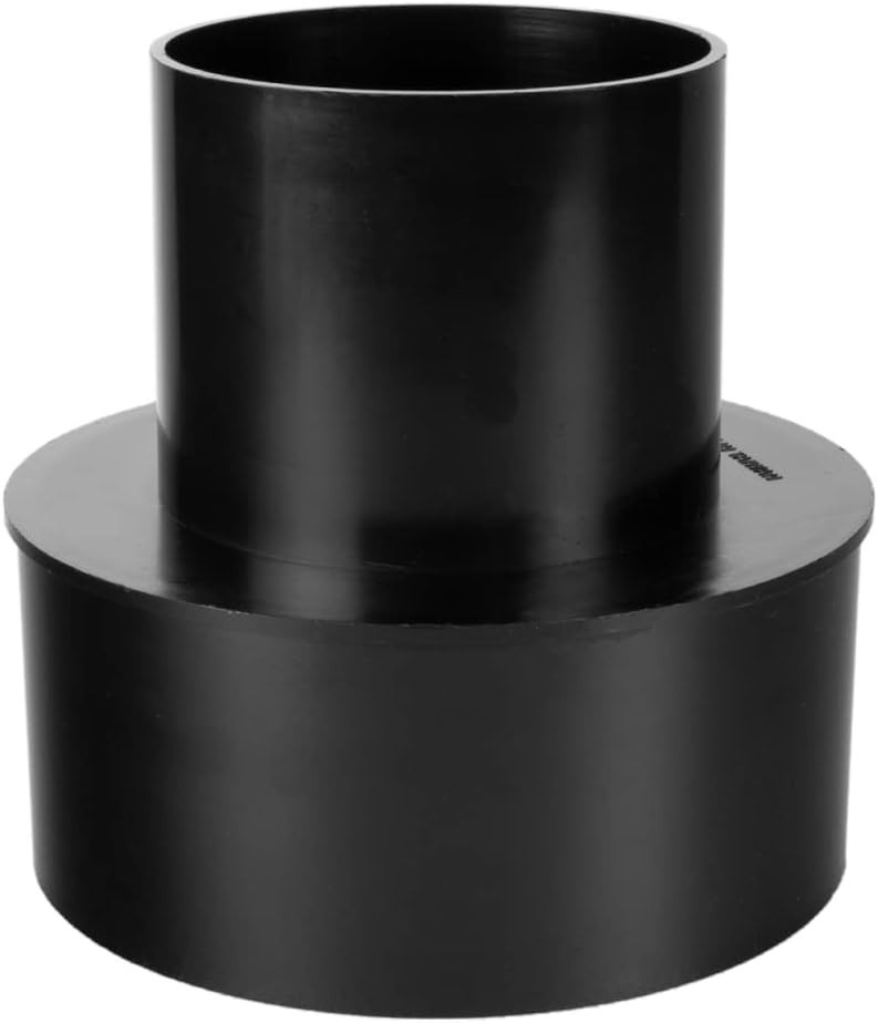POWERTEC 70277 Dust Collection Reducer 6-Inch OD to 4-inch OD Black Premium ABS