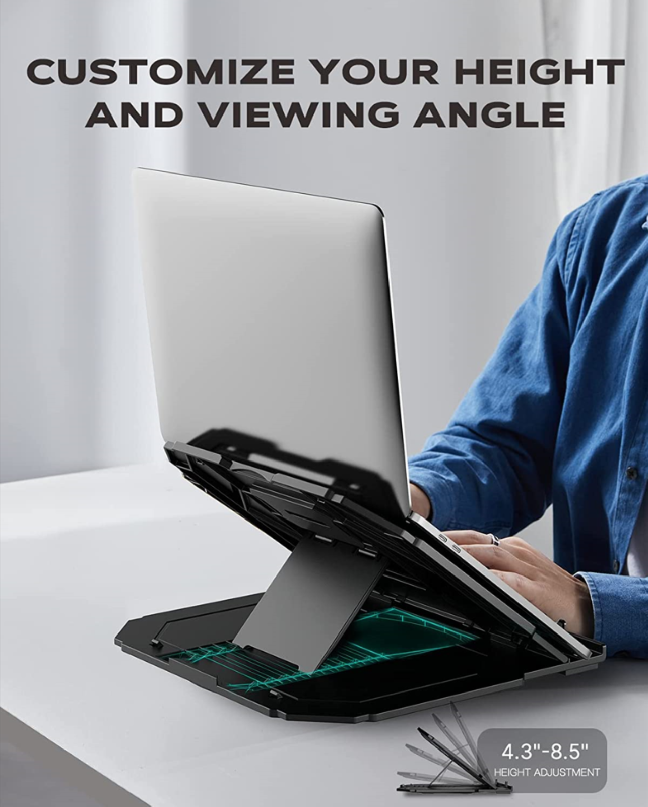 Laptop Stand for Desk Ergonomic Multi Angle Adjustable Height Portable Foldable