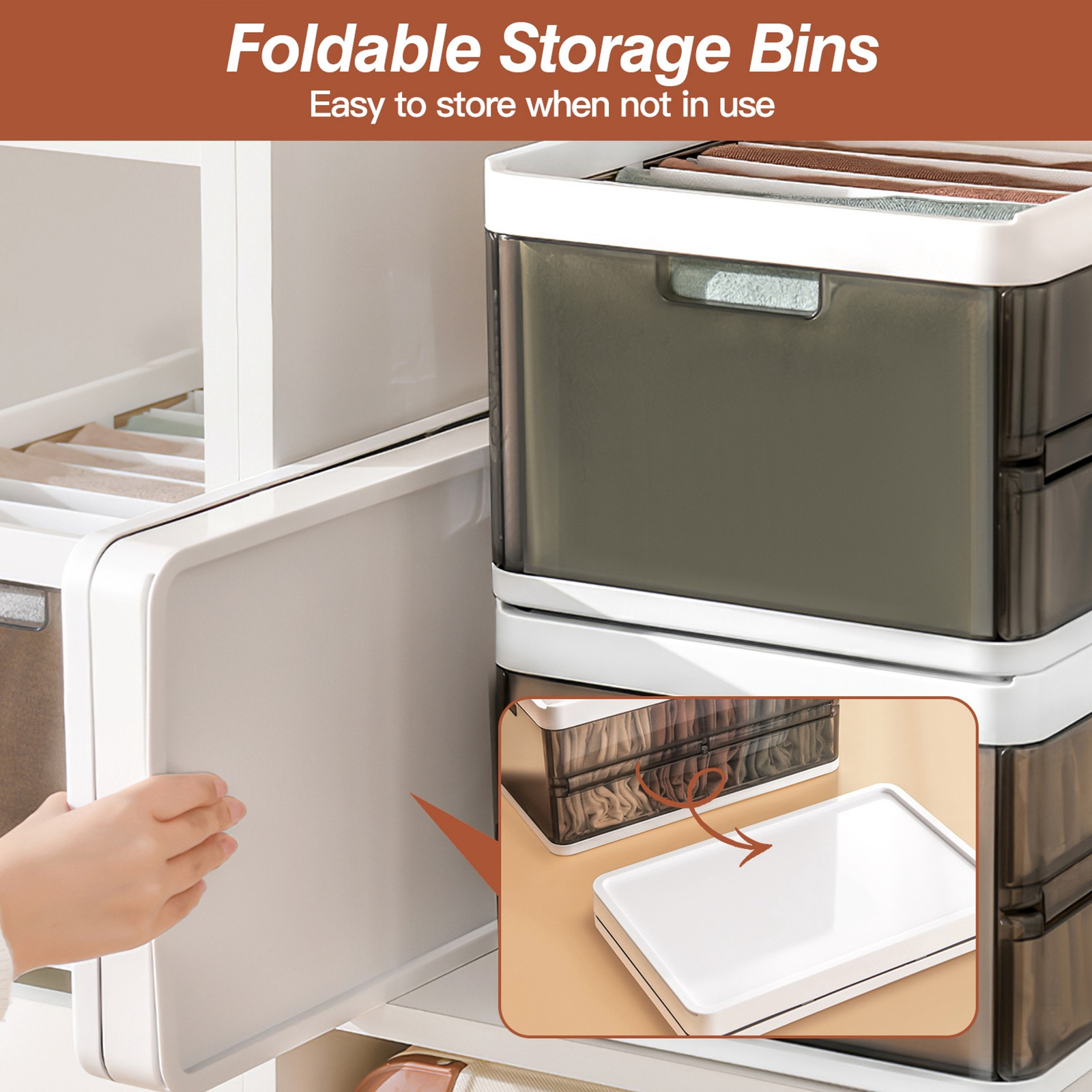 Foldable Storage Bins 3 Pack Collapsible Fabric Organizer Basket with Handles