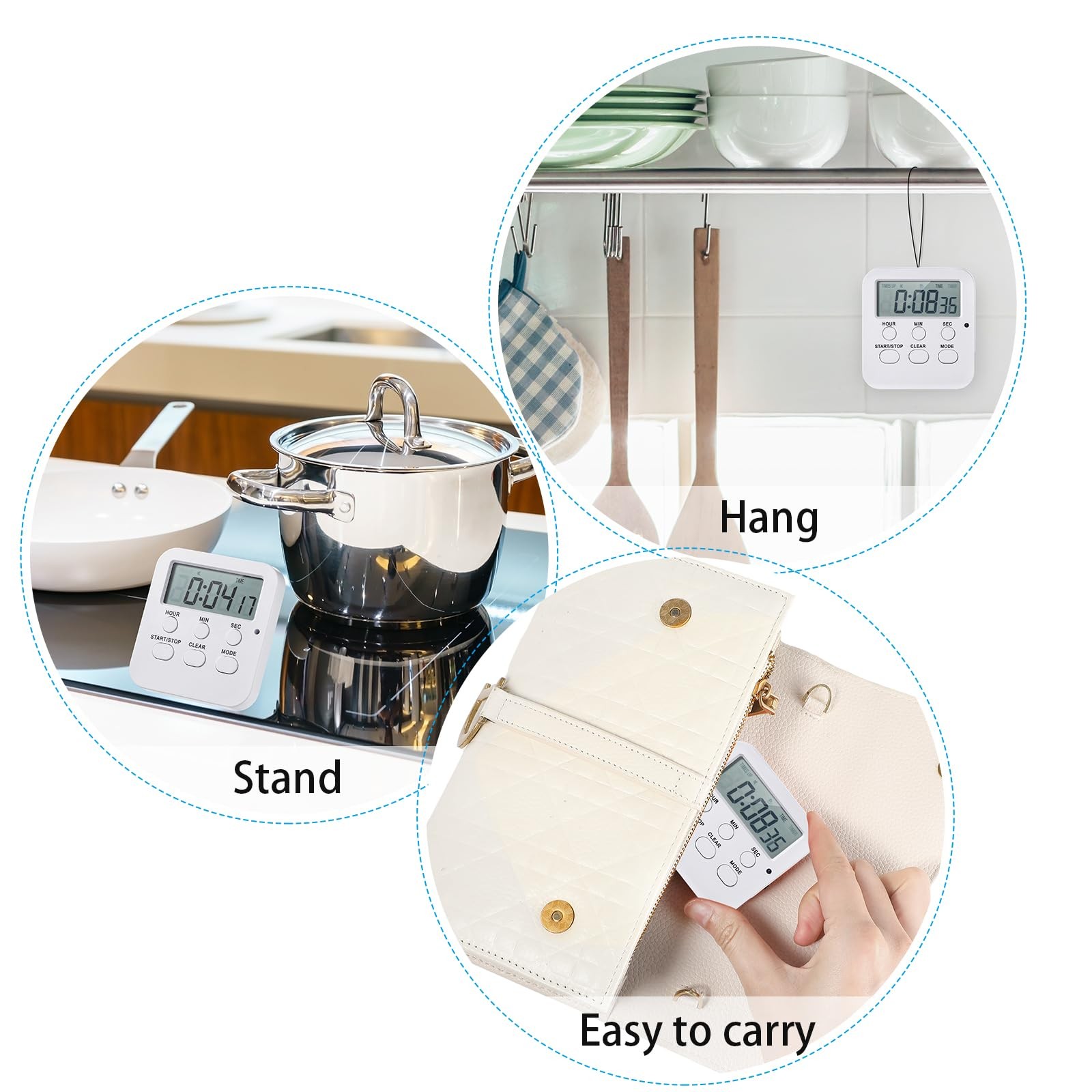 12 Pcs Digital Kitchen Magnetic Timer Bulk Classroom Count up Countdown Timer...