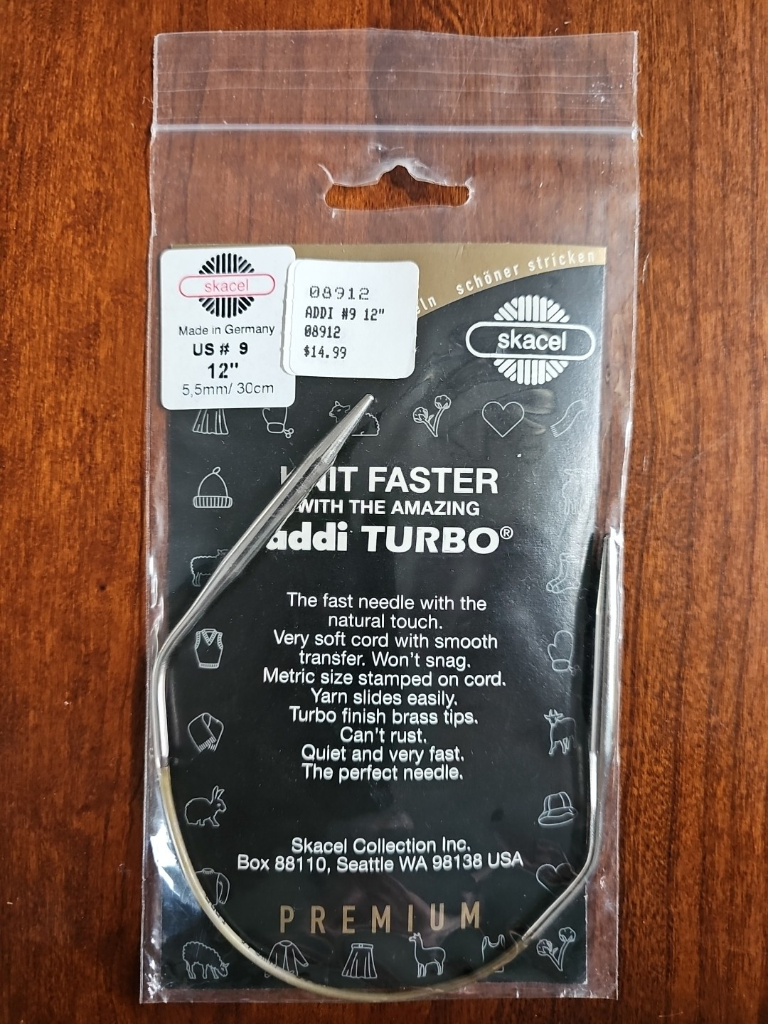 Skacel Knit Faster with Amazing addi Turbo Knitting Needle  US9, 5.5mm, 12" 30cm