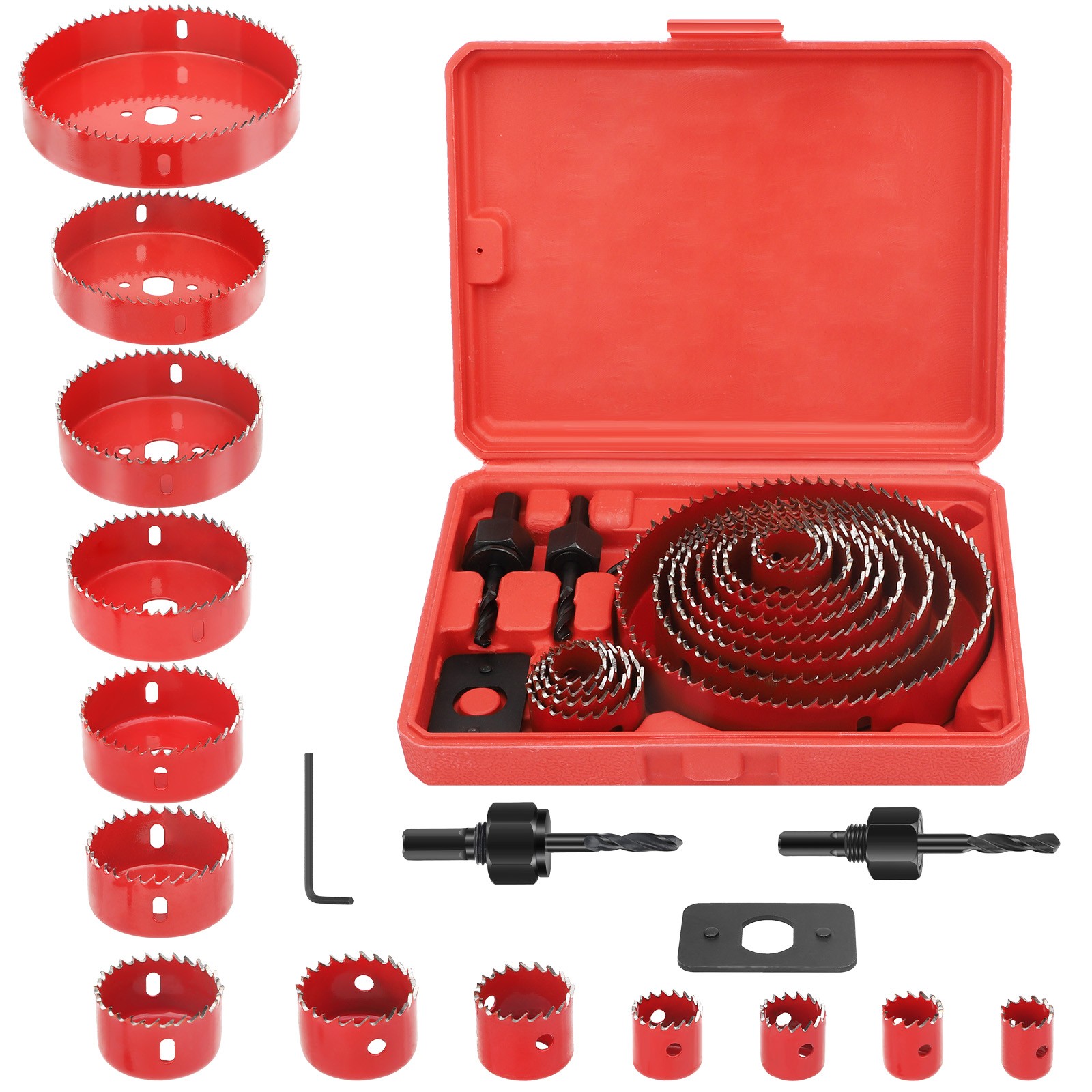 17x 3/4"-5"HSS Bi-Metal Hole Saw for Electric Drill Cutting Wood Plastic Drywall