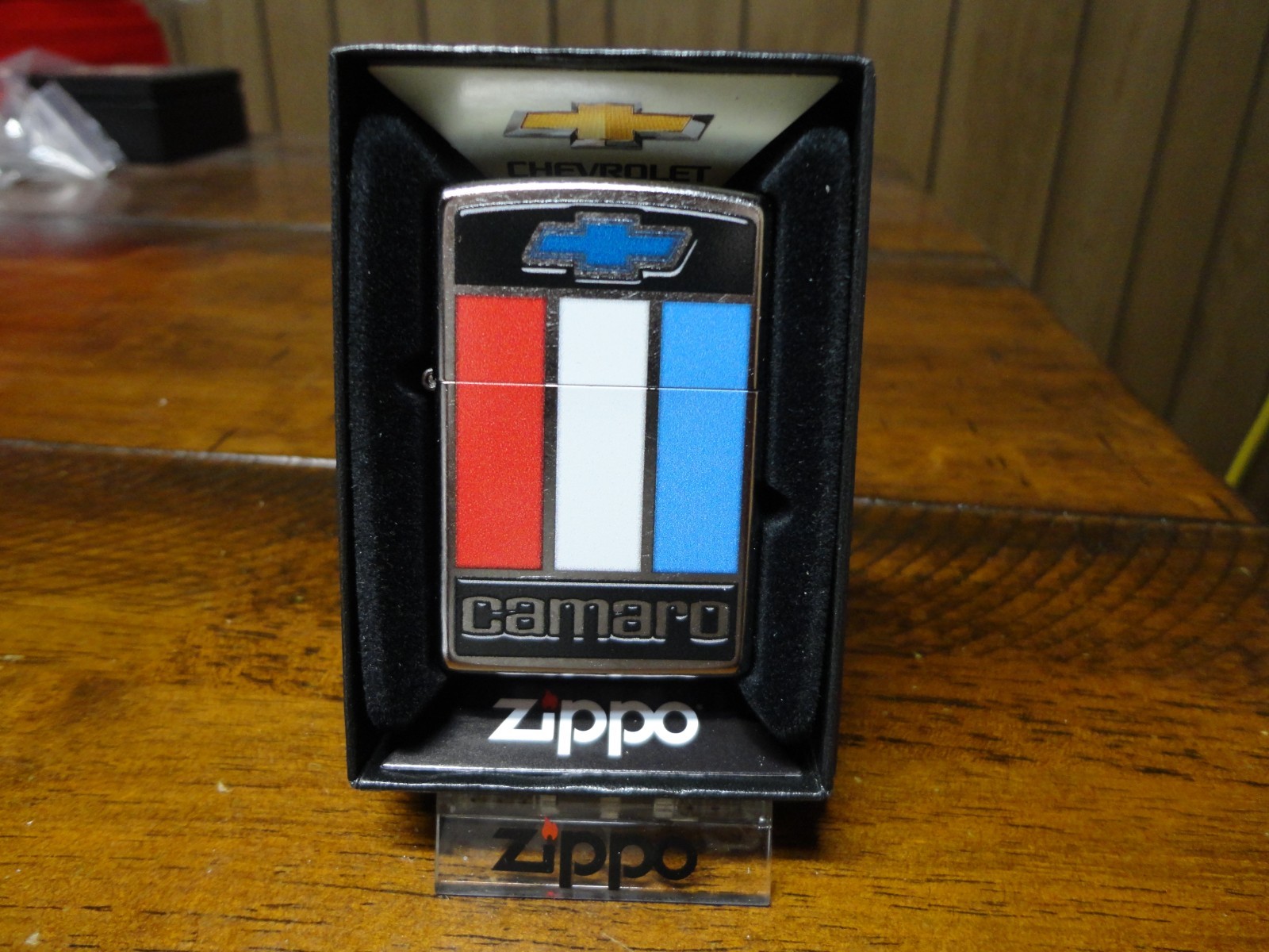 CHEVROLET CHEVY CAMARO BADGE LOGO ZIPPO LIGHTER MINT IN BOX