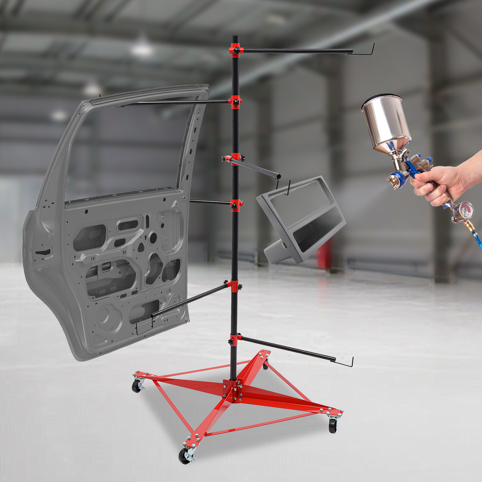 Auto Body Door Fender Center Post Hang Paint Stand Adjustable Panel Tree Holder