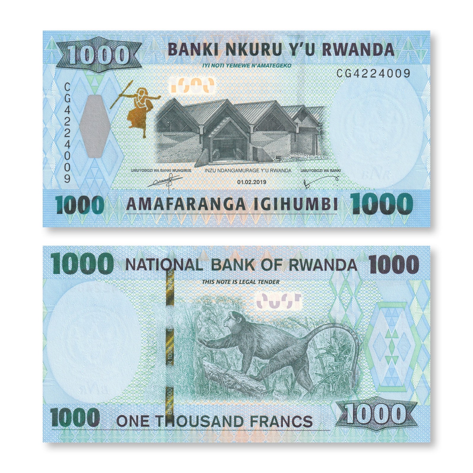 Rwanda 1000 Francs, 2019, B142a, UNC