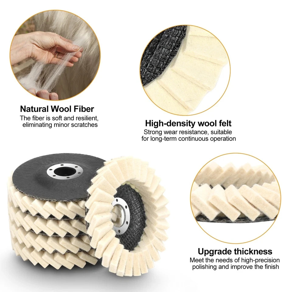 4.5" Wool Polishing Wheel Flap Felt Buffer Pad Angle Grinder Polishing Disc