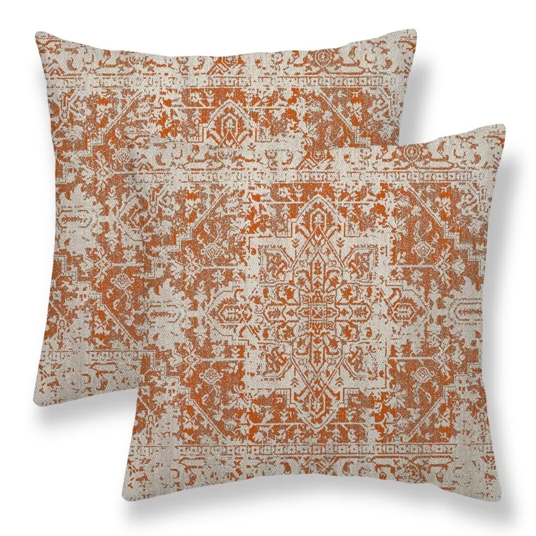 Fall Pillow Covers 20x20 20" x (Pack of 2), Burnt Orange Boho