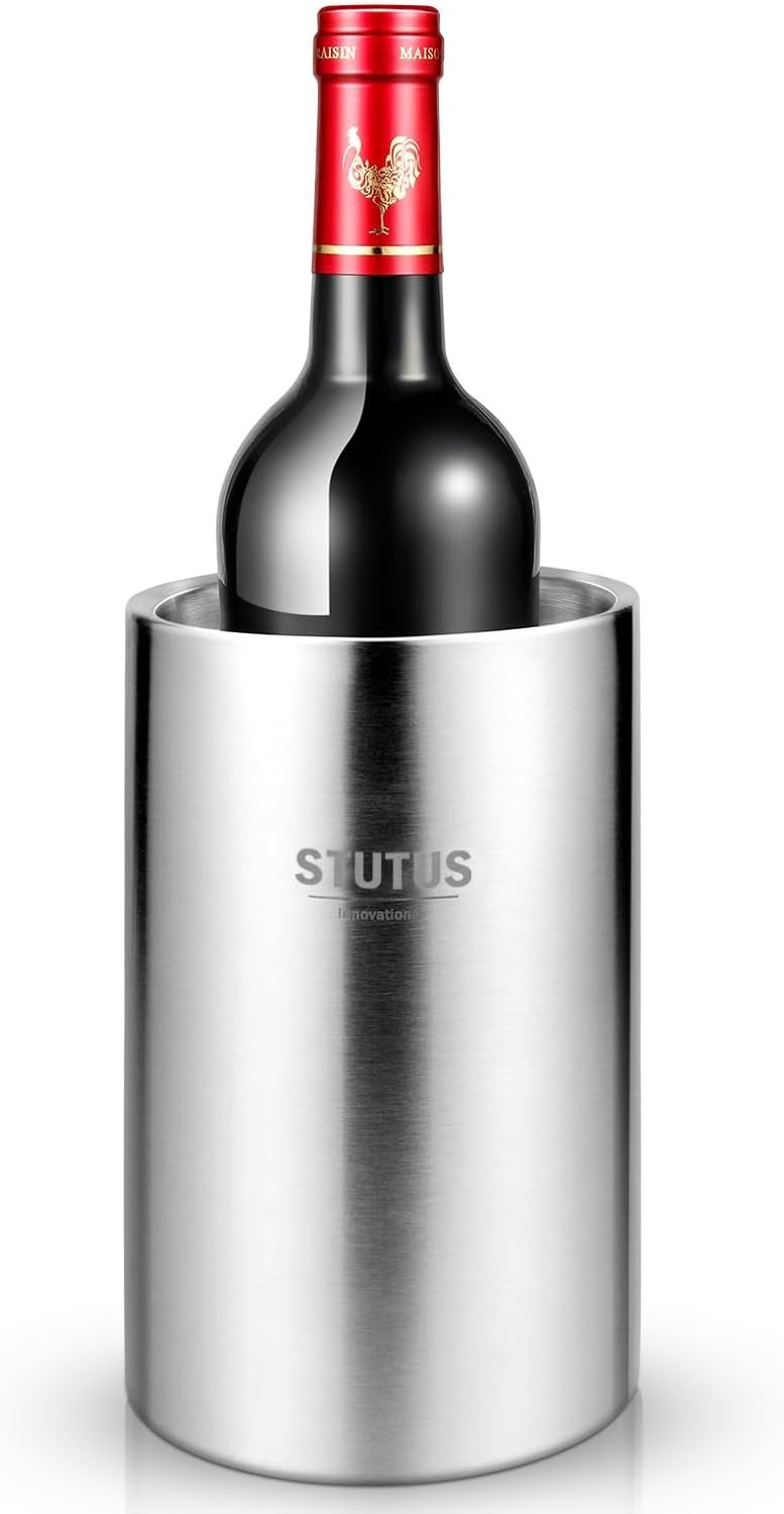 Wine Chiller Bucket STUTUS Stainless Steel Double Wall White Wine Bottle Cooler