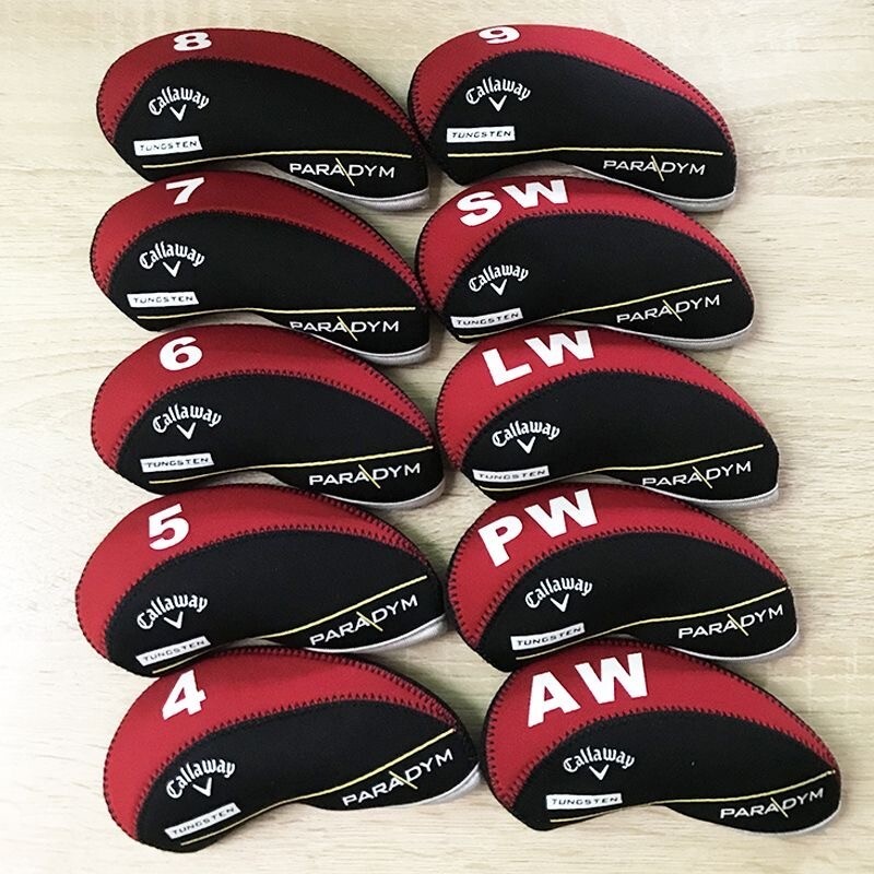 [10 pcs *] Callaway PARADYM TUNGSTEN Golf Iron Club Head Cover Red Neoprene