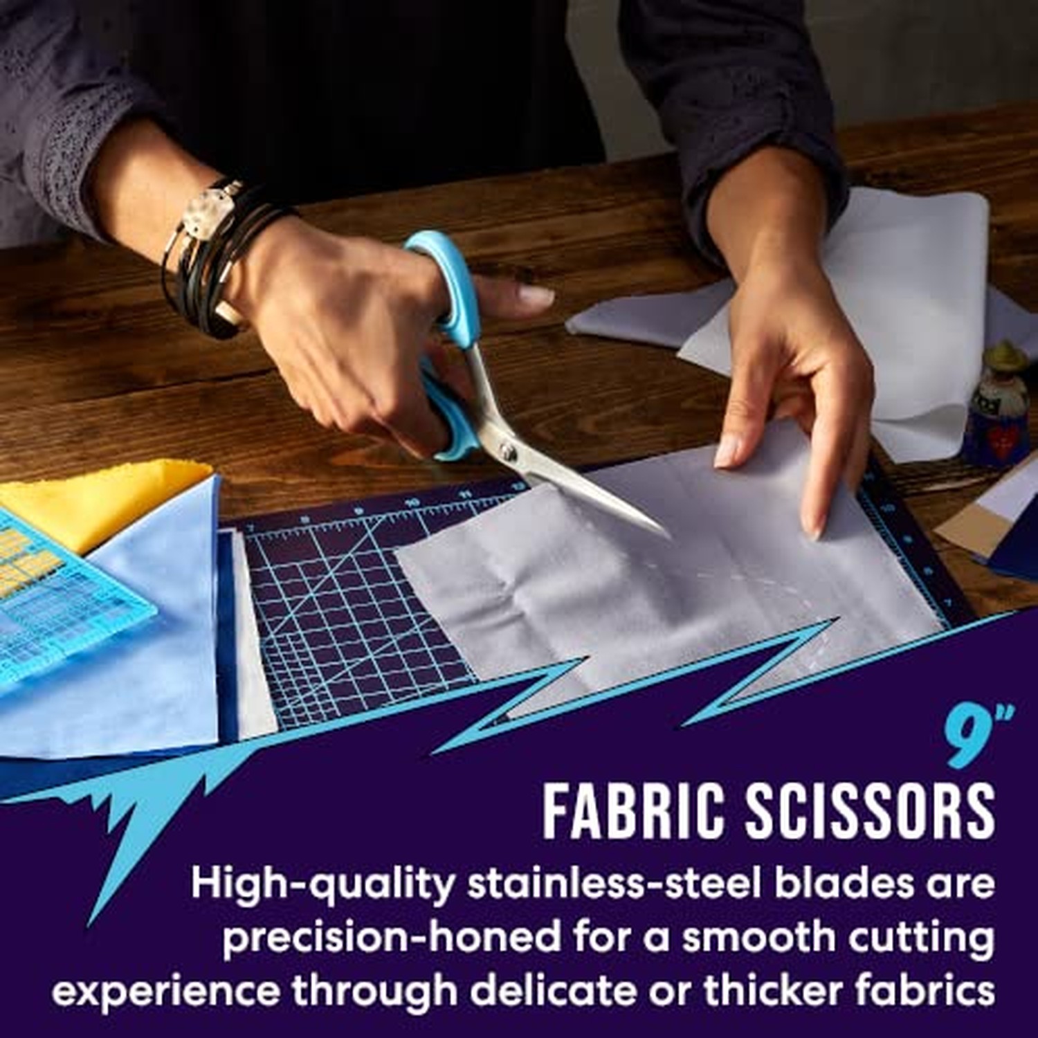 Zoid 9" Fabric Scissors - Heavy Duty Crafting Scissors for Projects