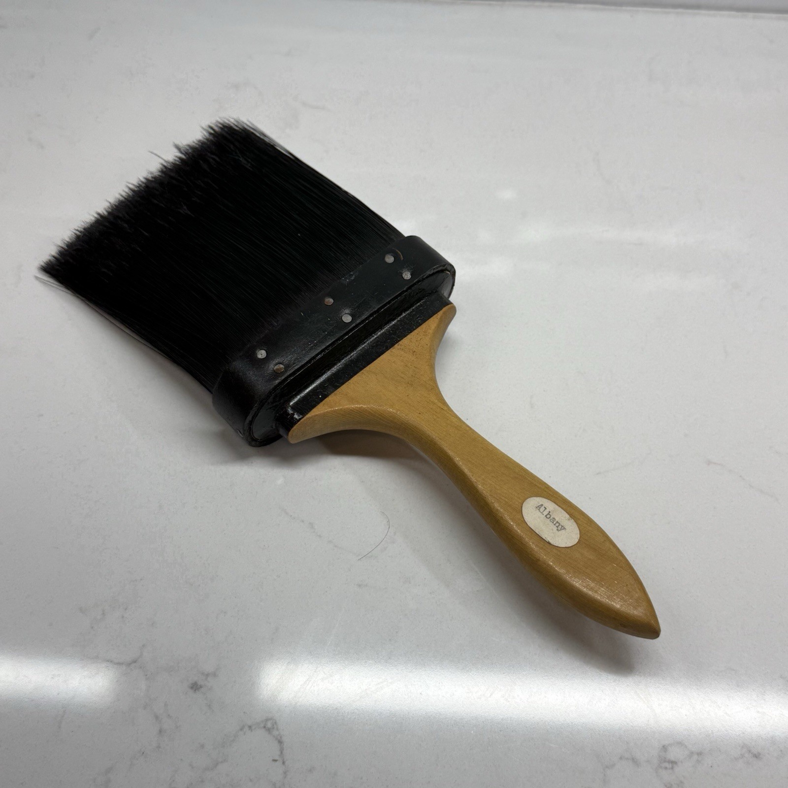 Vintage Paint Brush Wooden Handle 4" Albany 12" Long