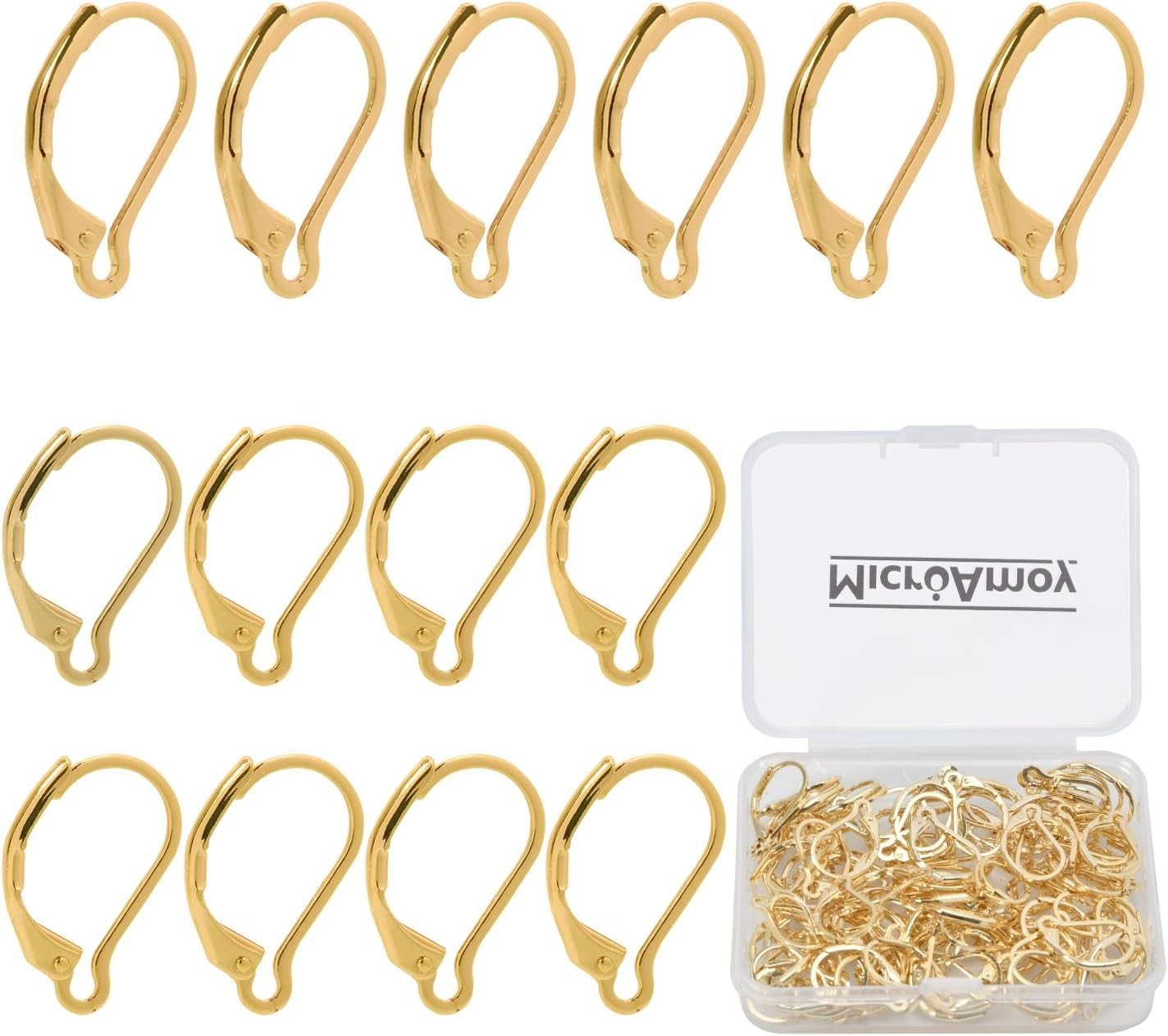 100Pcs 14K Gold Filled Leverback Earwires French Earring Hooks,Hypoallergenic Da