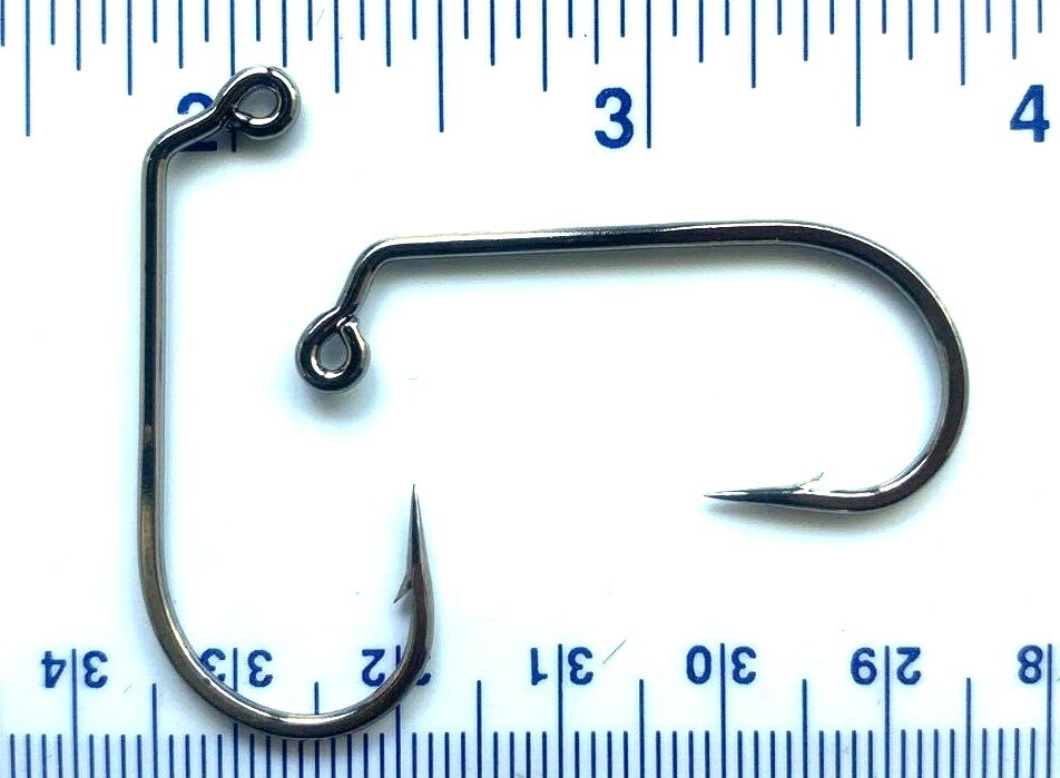 100 GT 32824 2X Strength Black Nickel 60 Degree Round Bend Jig Hooks sz 2/0