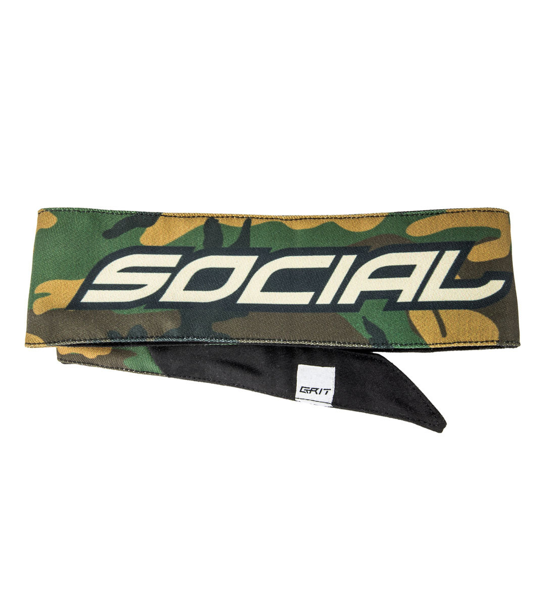 Social Paintball Grit Deluxe Long Tie Headband Head Band - Woodland Camo - NEW