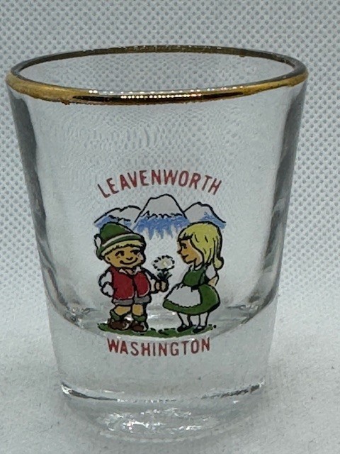 Leavenworth Washington Clear Standard Shot Glass Gold Rim