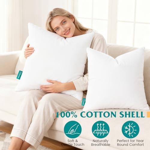 1x0 Feather Down Throw Pillow Inserts, 100% Cotton Cover, Medium 12x20 Inch 2