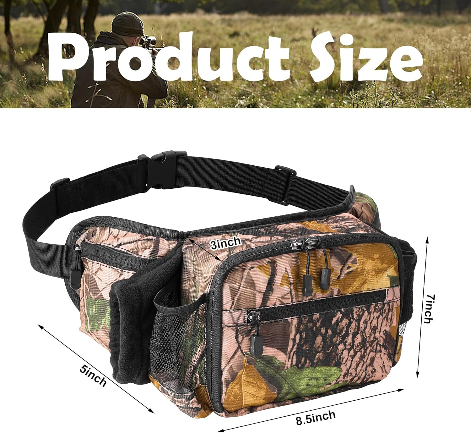 Hunting Camo Fanny Pack Waterproof Camouflage Waist Bags Handwarmer Adjustable