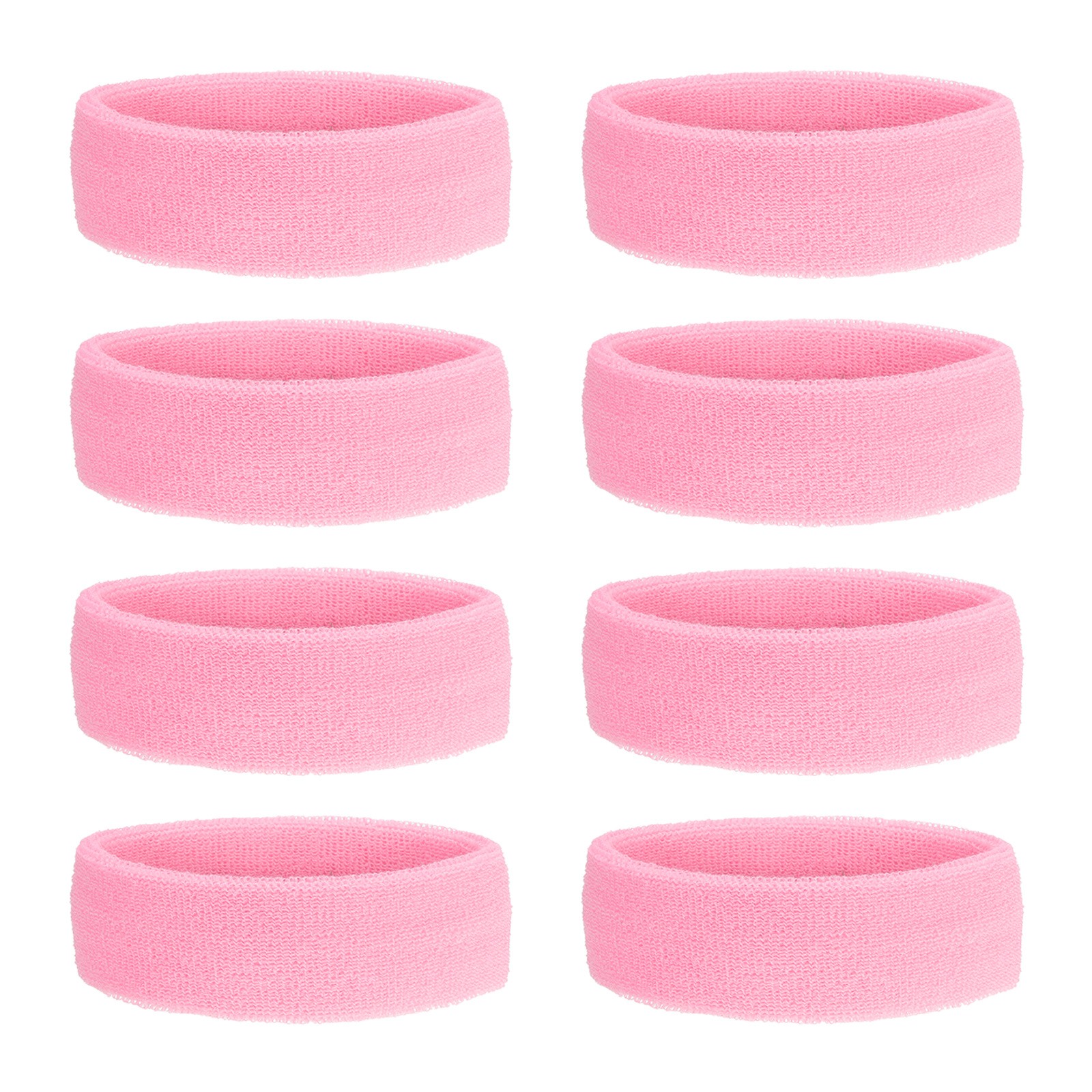 8 Pcs Sweatband Headbands Terry Cloth for Women Men Sports Pink