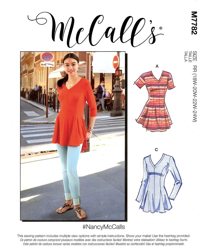 McCall's Sewing Pattern M7782 Misses Tops Close Fitting 4 Variations Sizes 8-16