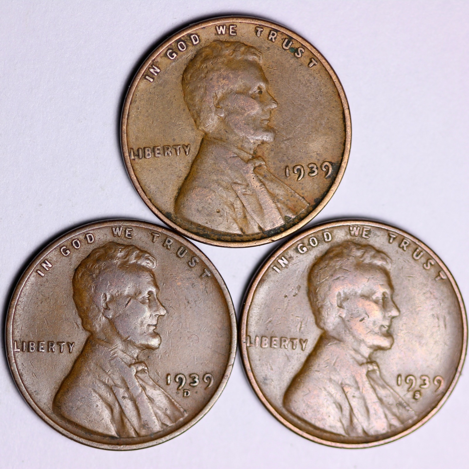 1939 + 1939-D + 1939-S  Lincoln Wheat Cents LOWEST PRICES ON THE BAY! FREE S/H