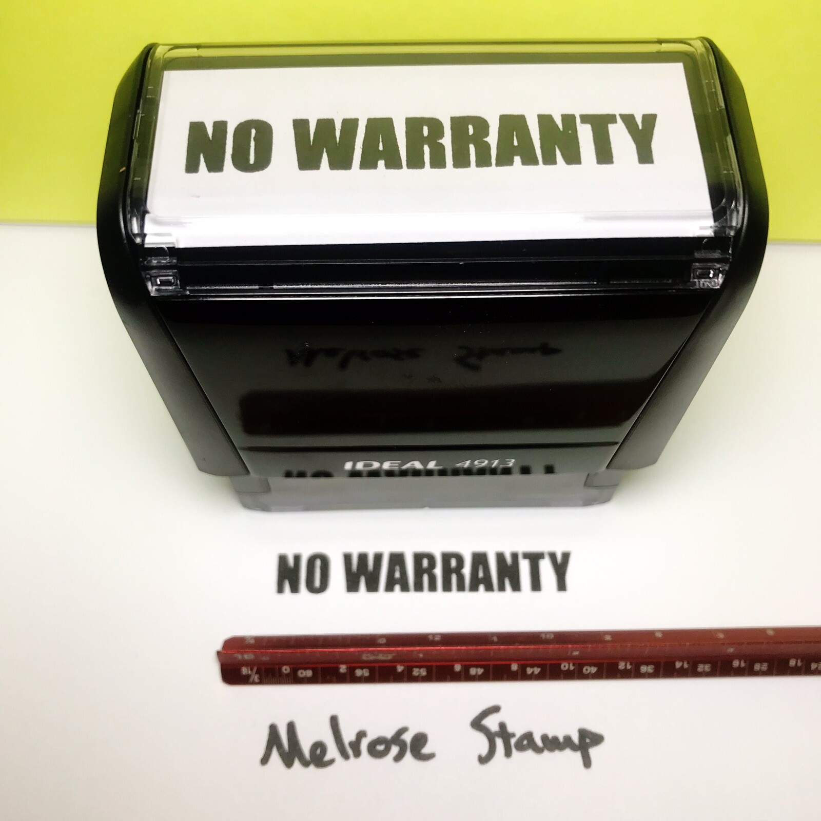 No Warranty Rubber Stamp Black Ink Self Inking Ideal 4913