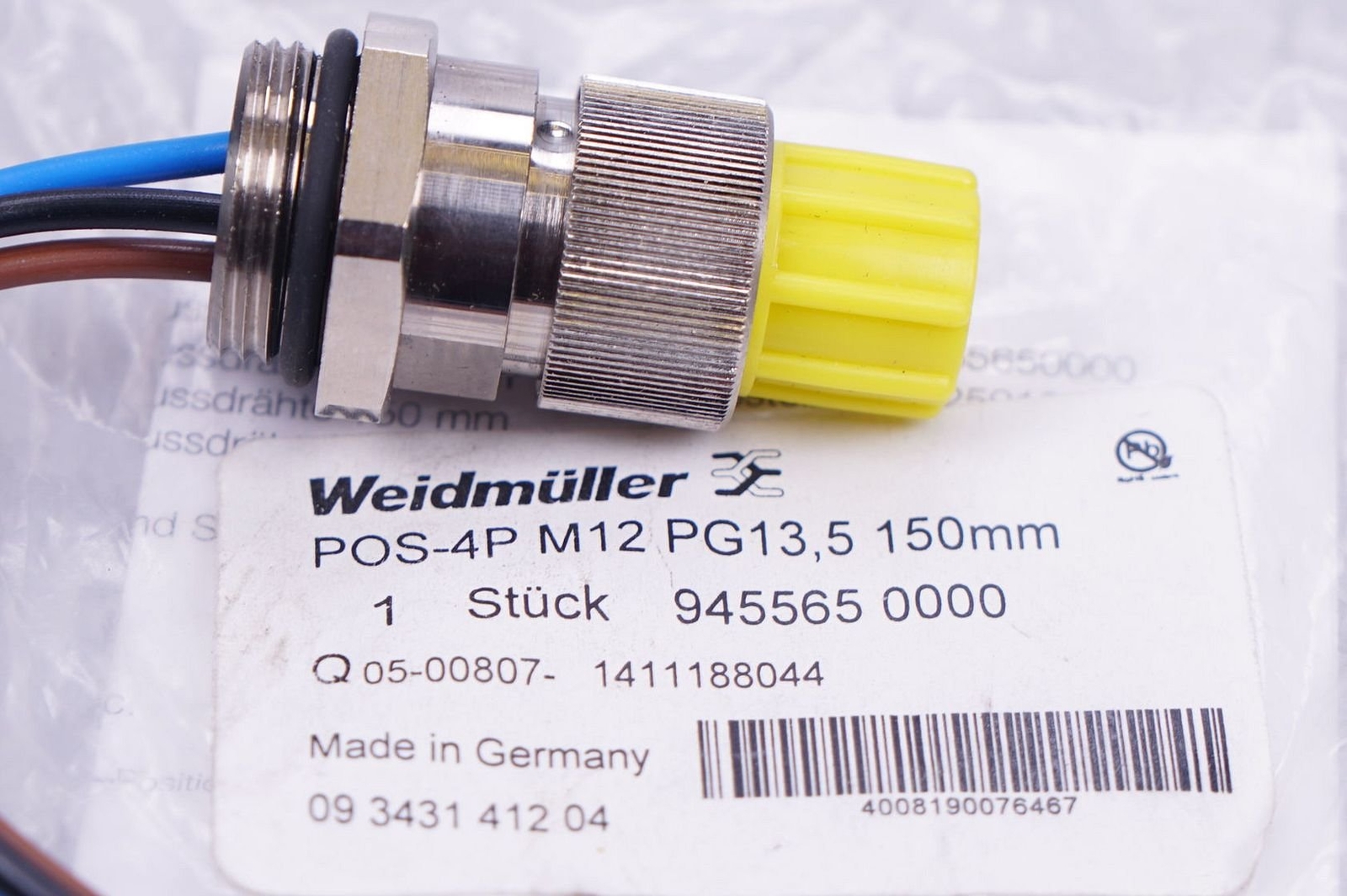 WEIDMÜLLER locating connector POS-4P M12 M13.5 150 MM NEW